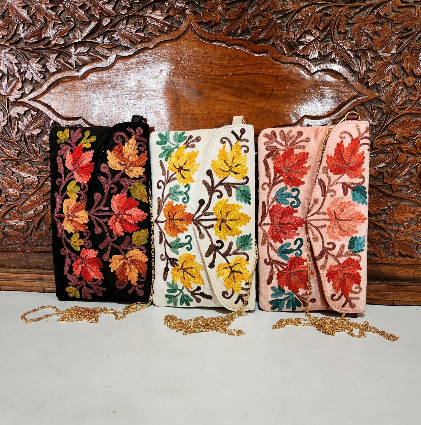 Kashmiri Embroidered Wallets with Chain