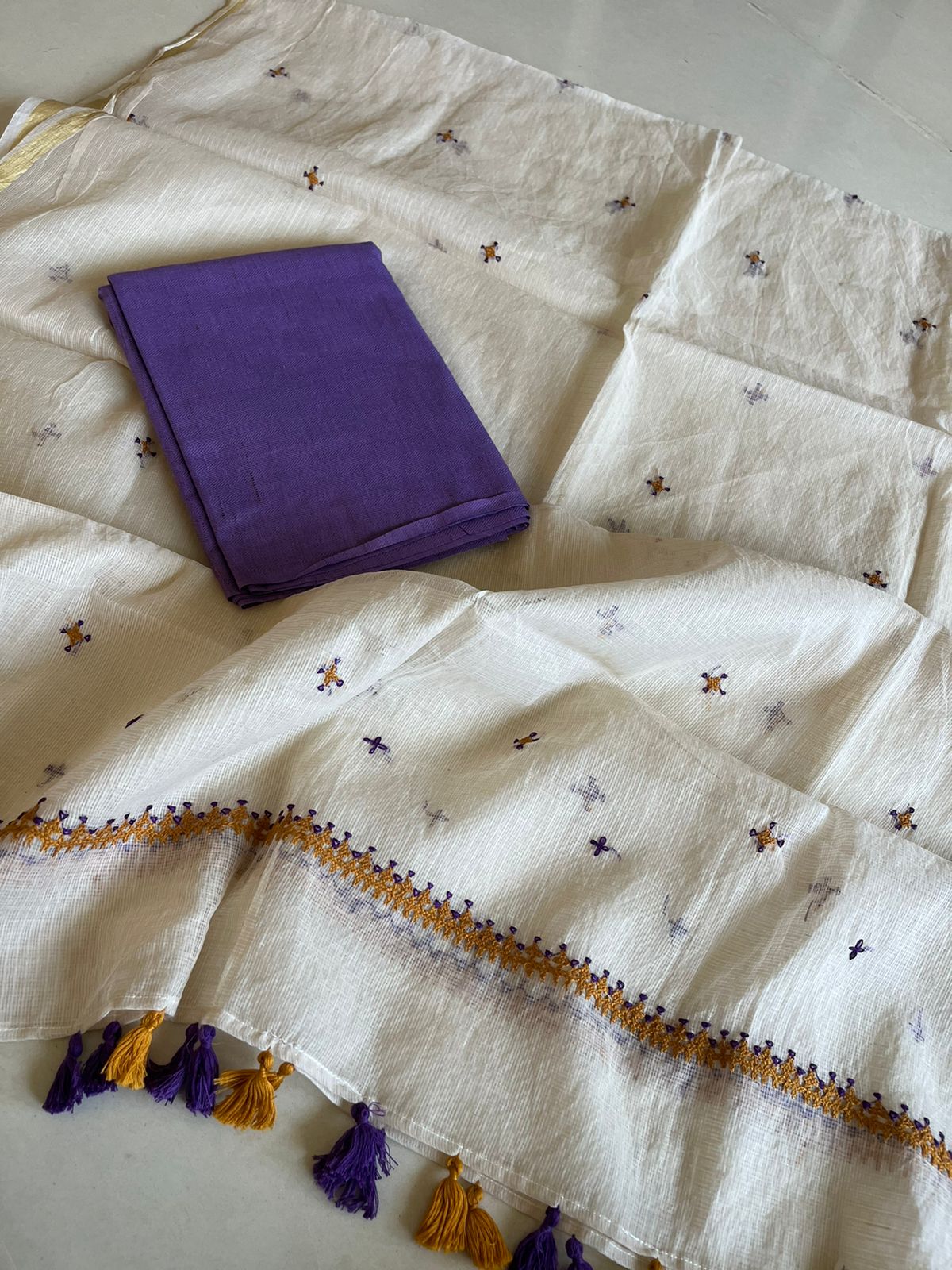 Kota Silk Dupatta and Cotton Kurta Set