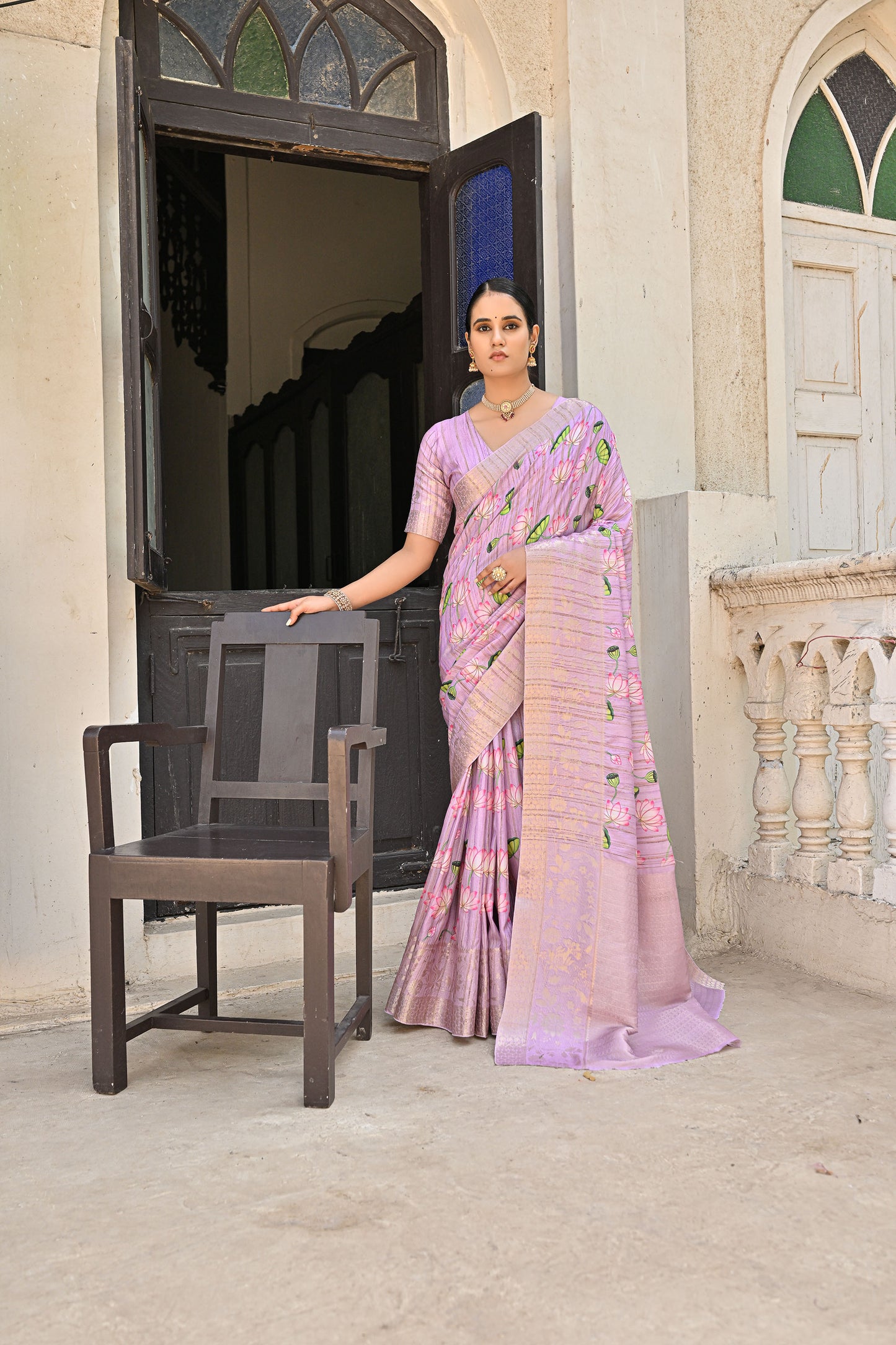 Lalita Full Purple Banarasi Silk Printed Saree