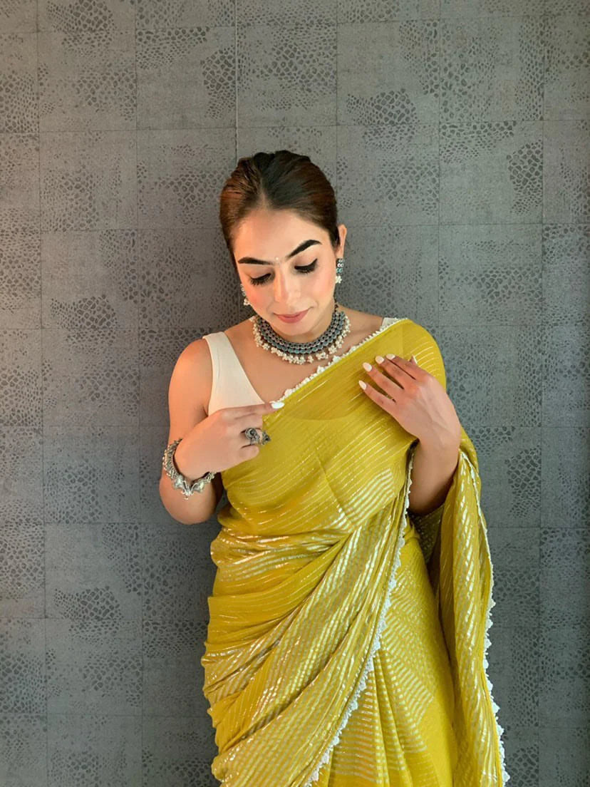 Yellow Shine Cotton Mulmul Saree