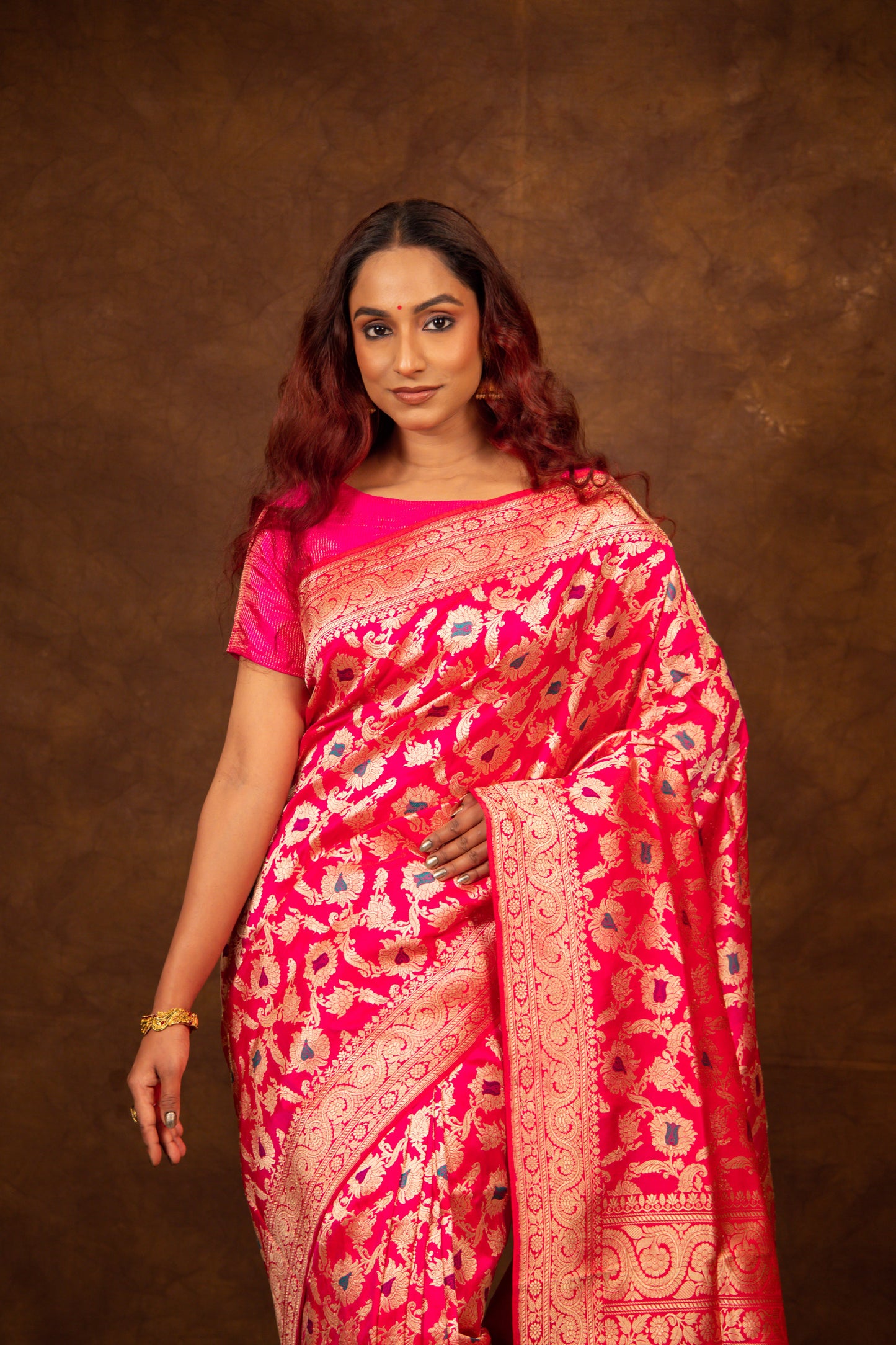 Pink Saree Katan Silk Handwoven - Panaya