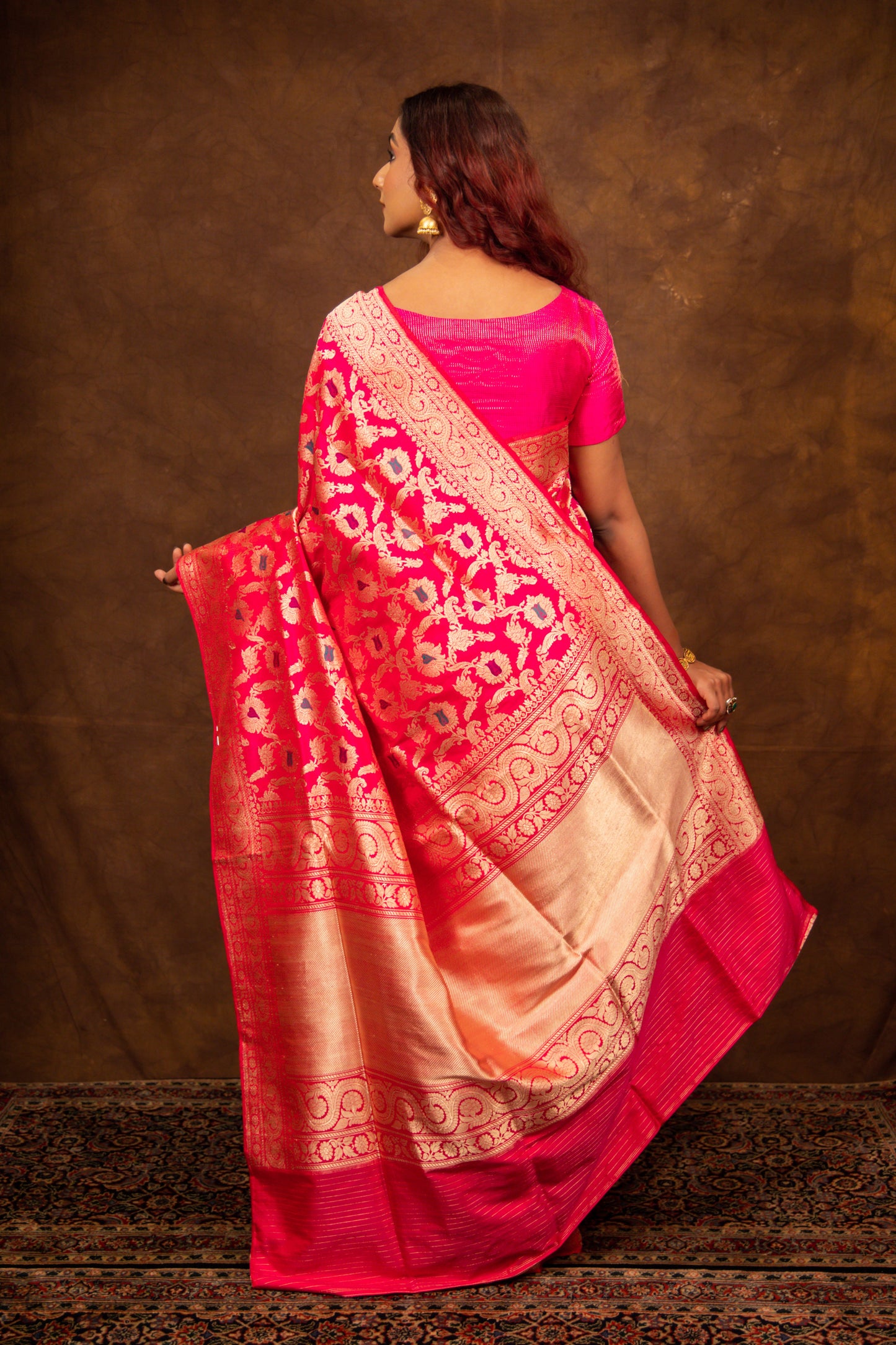 Pink Saree Katan Silk Handwoven - Panaya