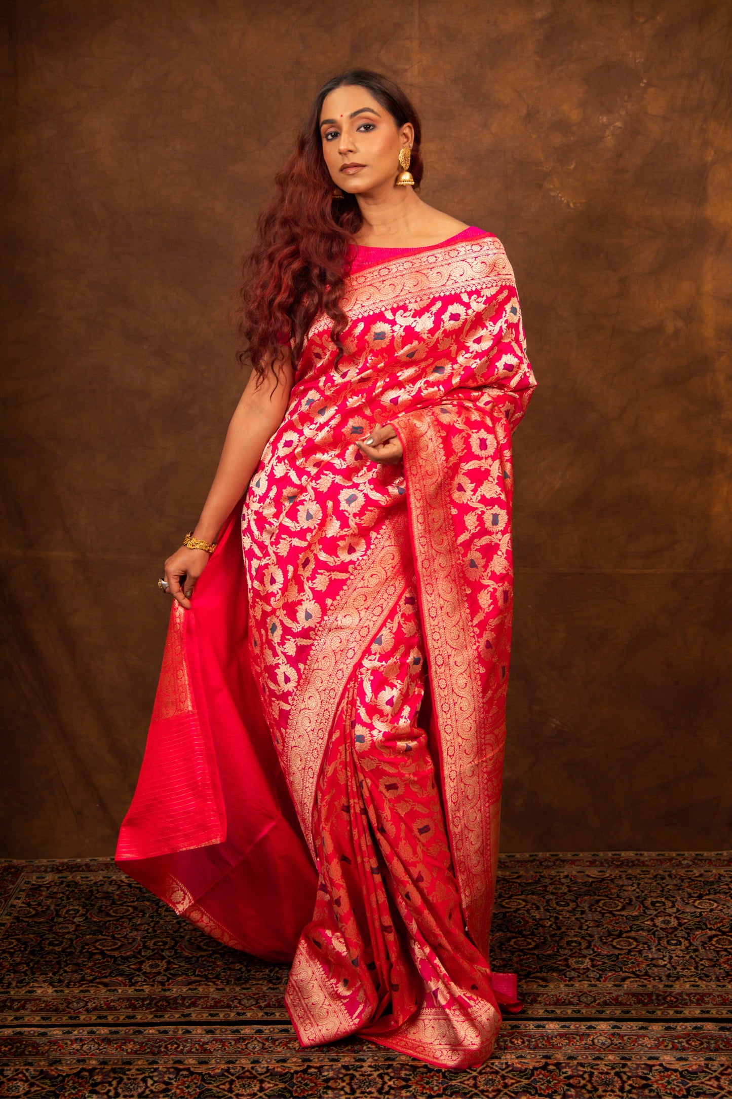 Pink Saree Katan Silk Handwoven - Panaya