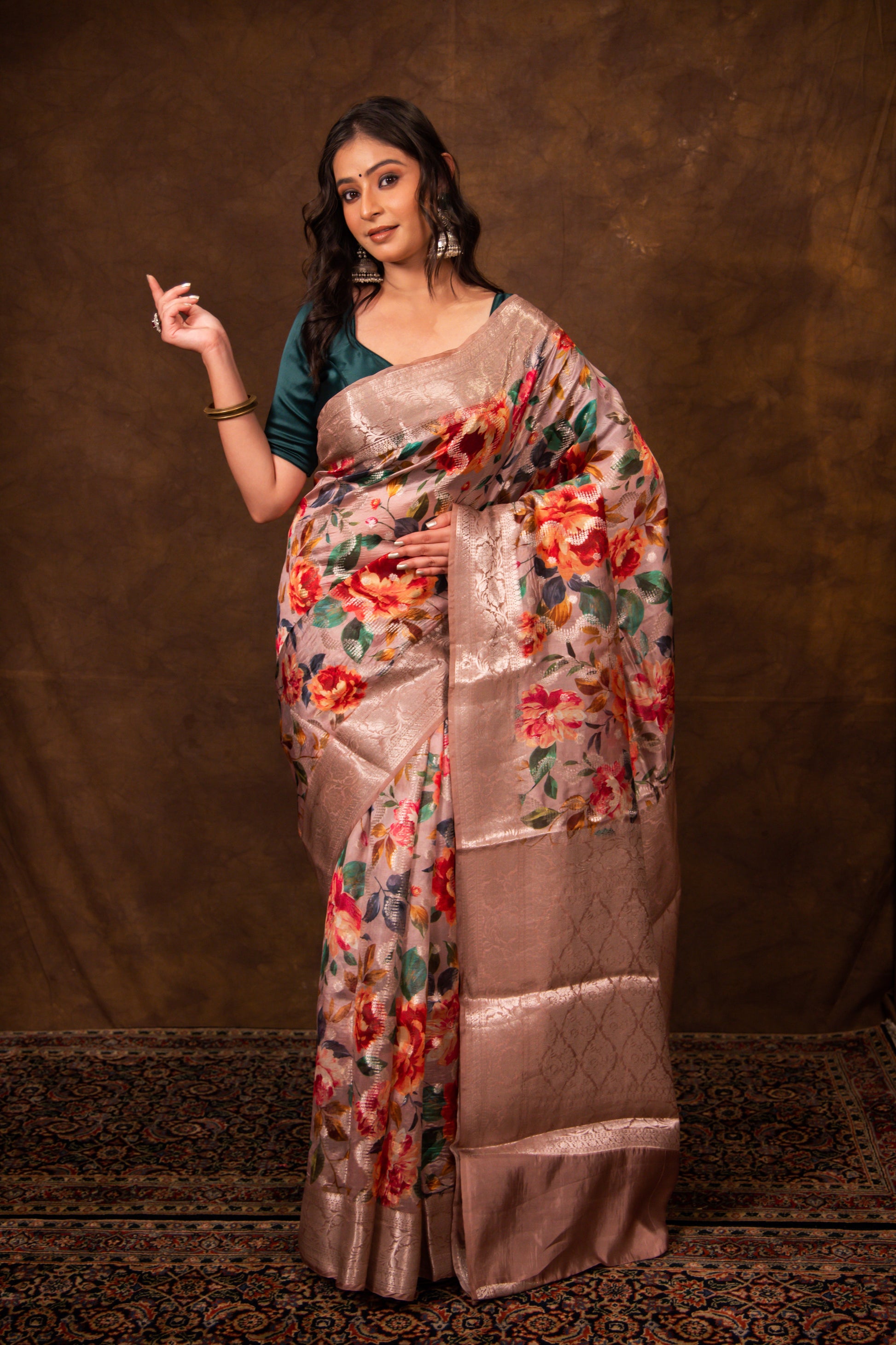 Rose Pink Saree Dupion Silk - Panaya