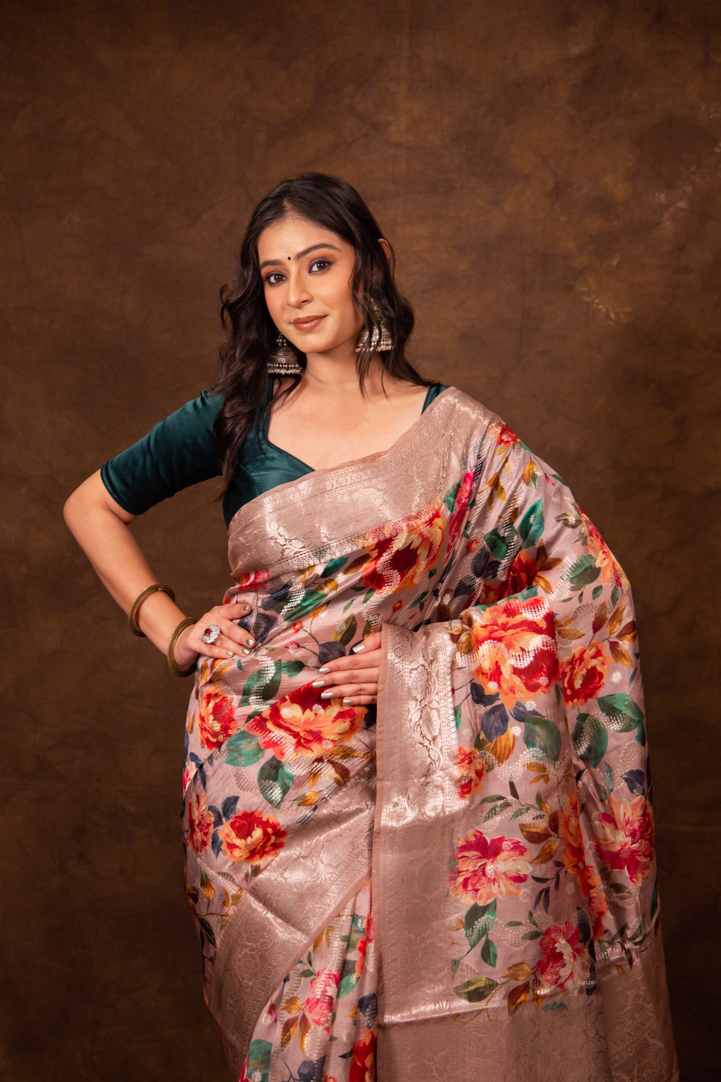 Rose Pink Saree Dupion Silk - Panaya