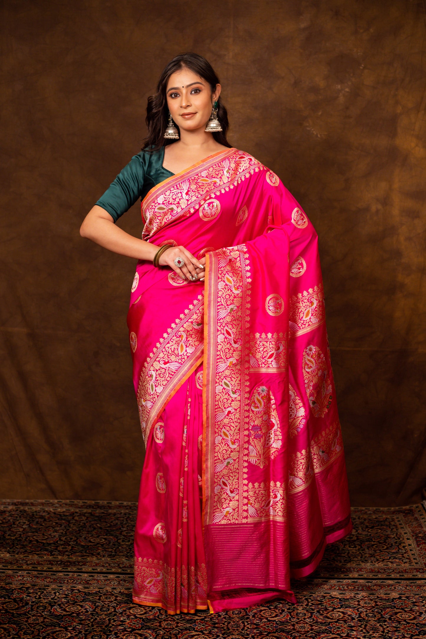 Pink Saree Katan Silk Handwoven - Panaya