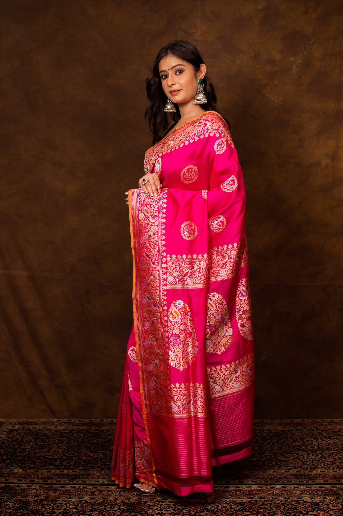 Pink Saree Katan Silk Handwoven - Panaya