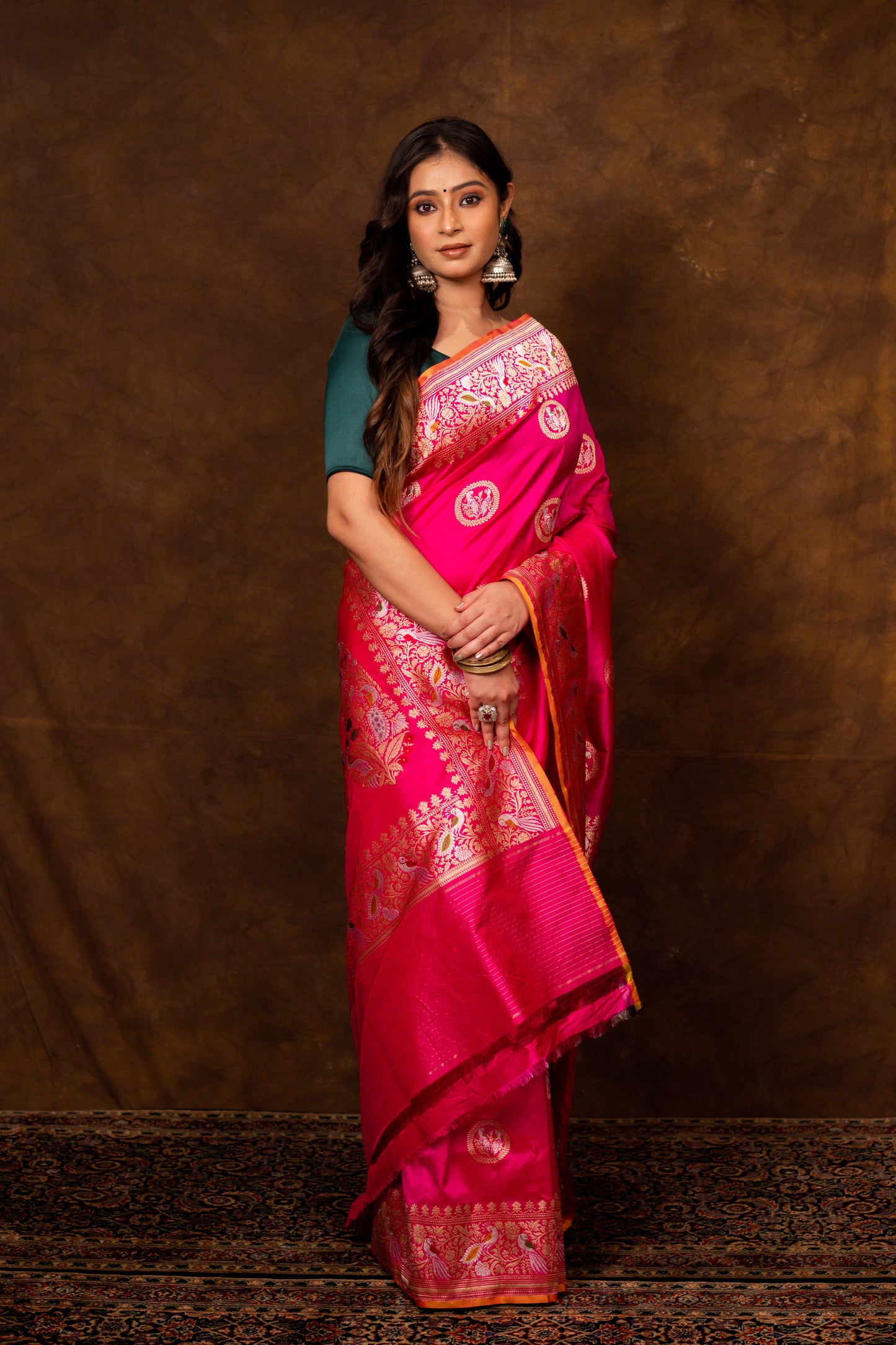 Pink Saree Katan Silk Handwoven - Panaya