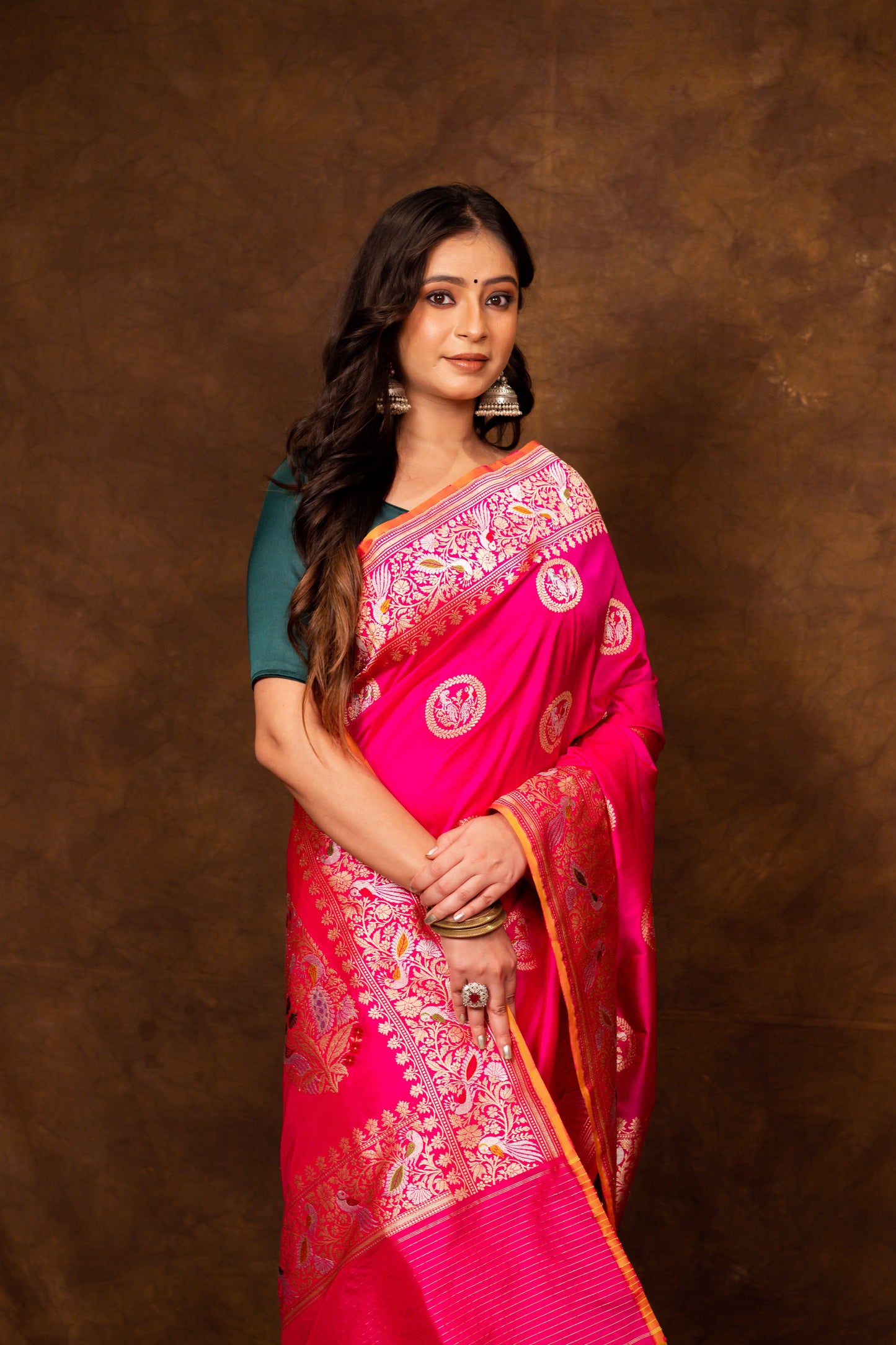 Pink Saree Katan Silk Handwoven - Panaya