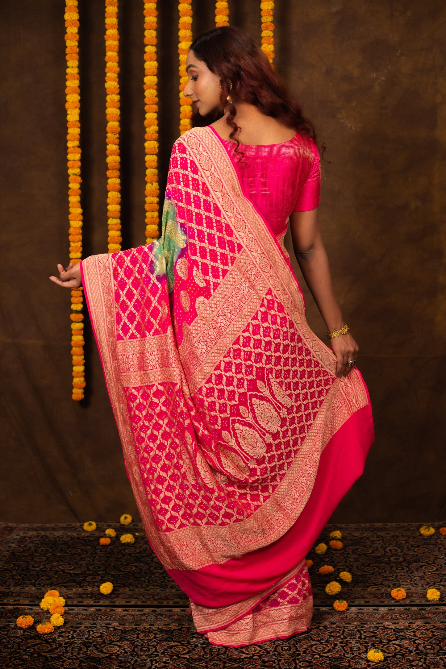 GreenSaree Georgette Silk Bandhani - Panaya