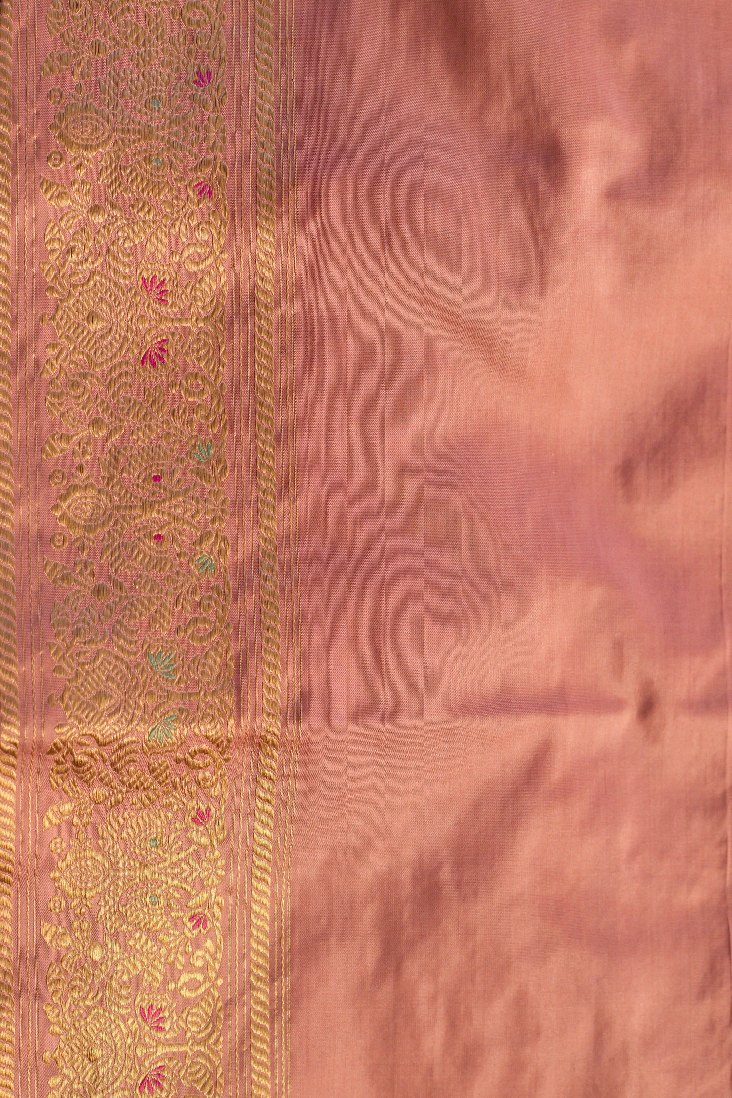 Peach Saree Katan Silk Handwoven - Panaya