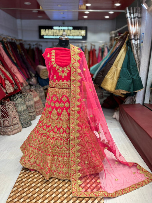 Light Pink Micro Velvet lehenga ( Bazaar )