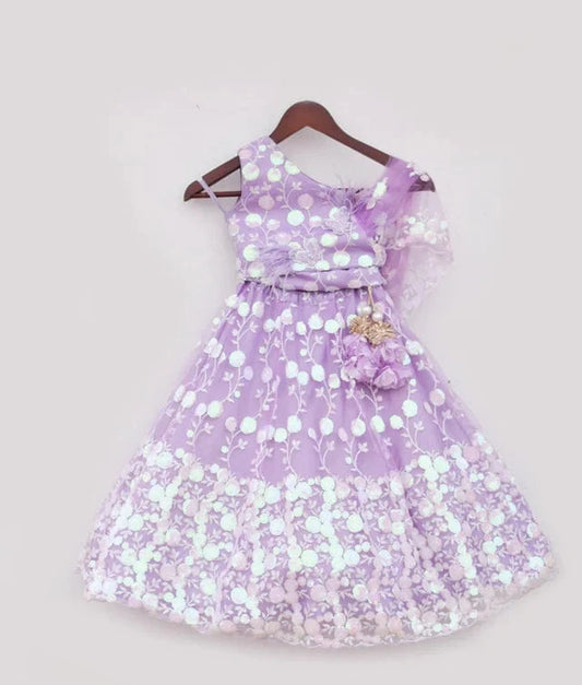 Lilac Embroidered Lehenga Choli