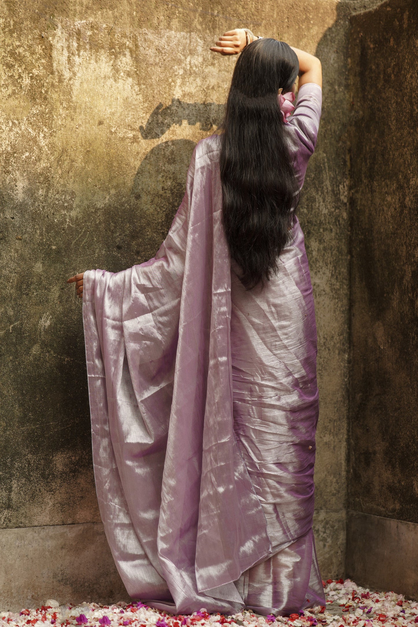 Lilac lilly I Handloom solid tissue saree