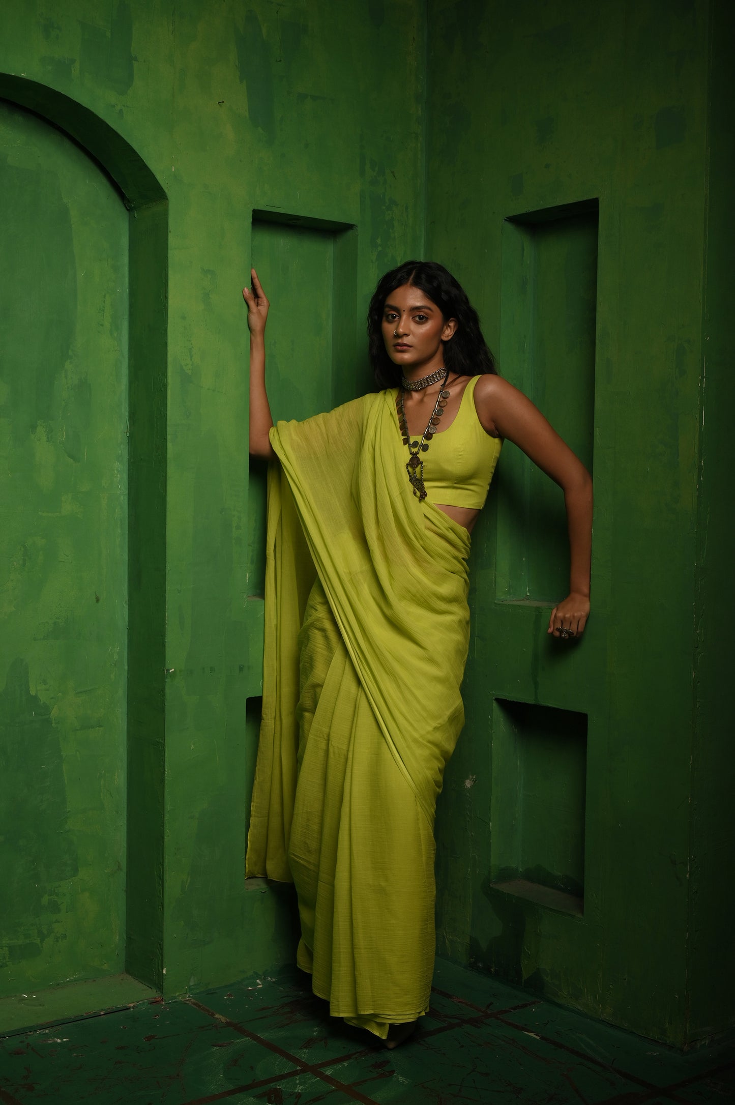 Lime Lush I Lime Green Mul Modal Saree