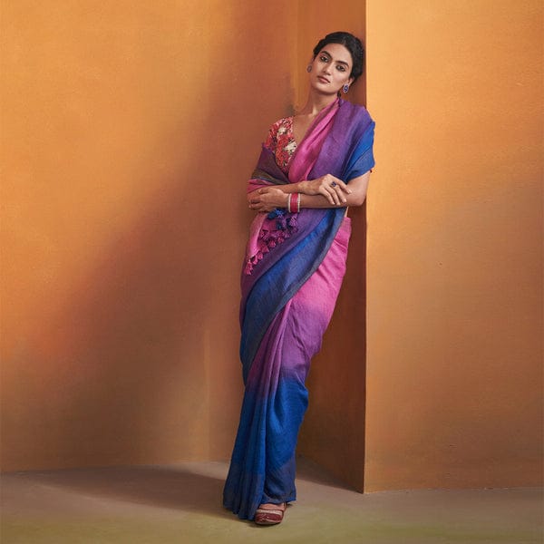 Linen Ombre fabric Saree Collection Rank Never Retire