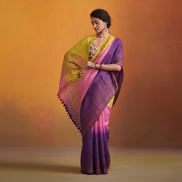 Linen Ombre fabric Saree Collection Rank Never Retire