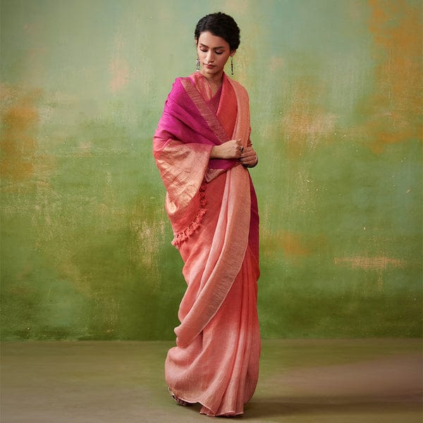 Linen Ombre fabric Saree Collection Rank Never Retire