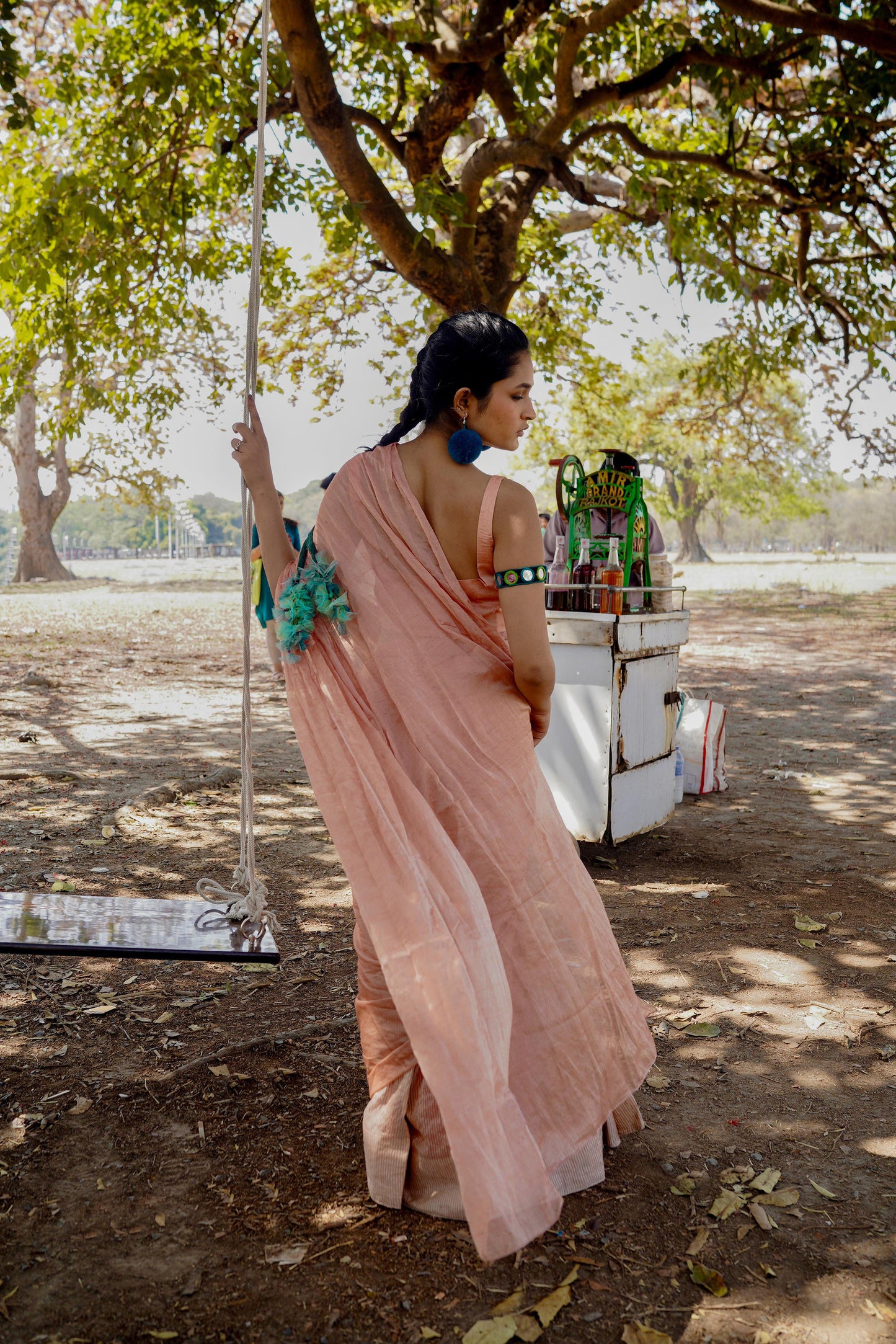 Litchi Ice Gola I Peach Handloom Cotton Silk saree