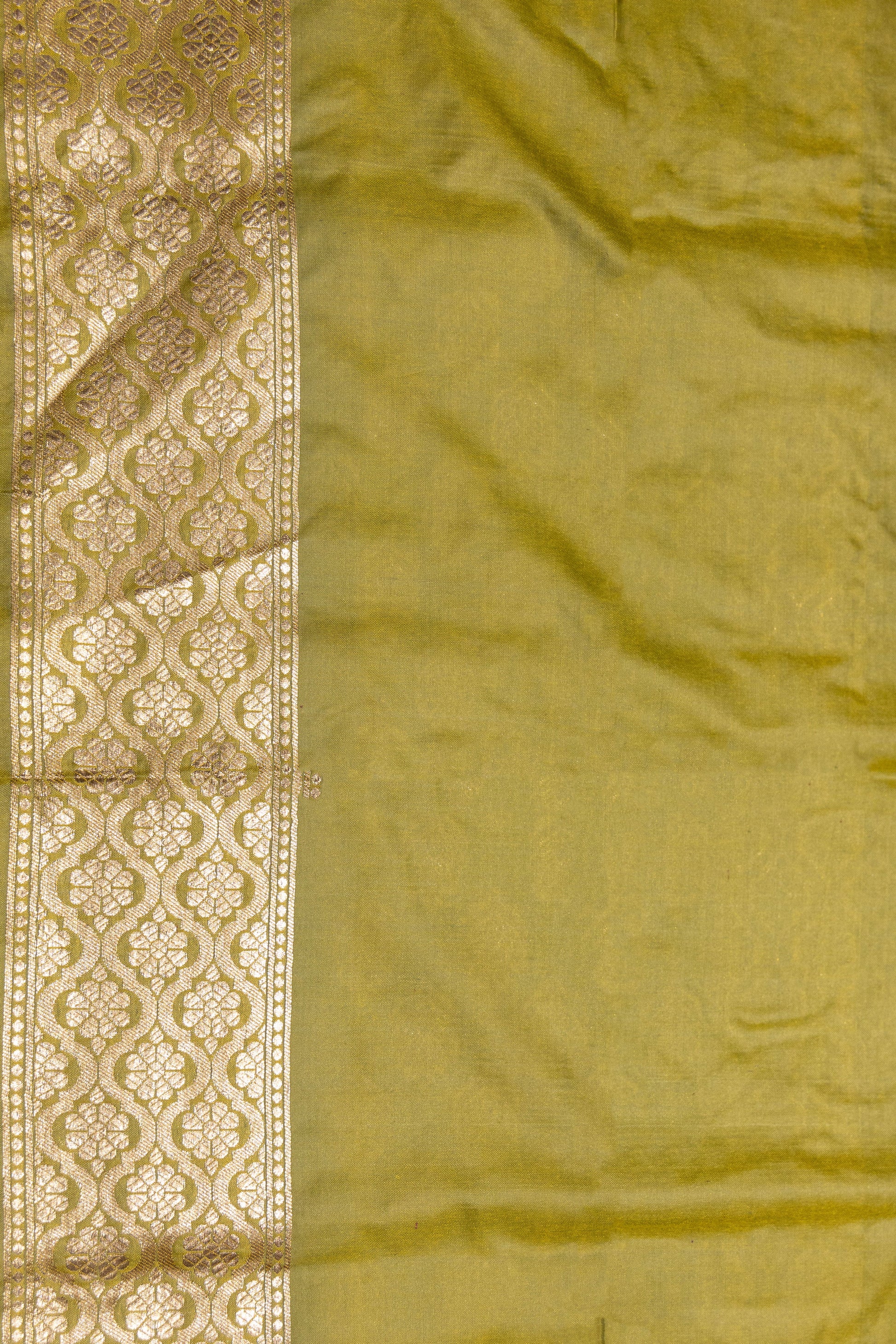 Pista Green Handwoven Cutwork Katan Silk Saree - Panaya