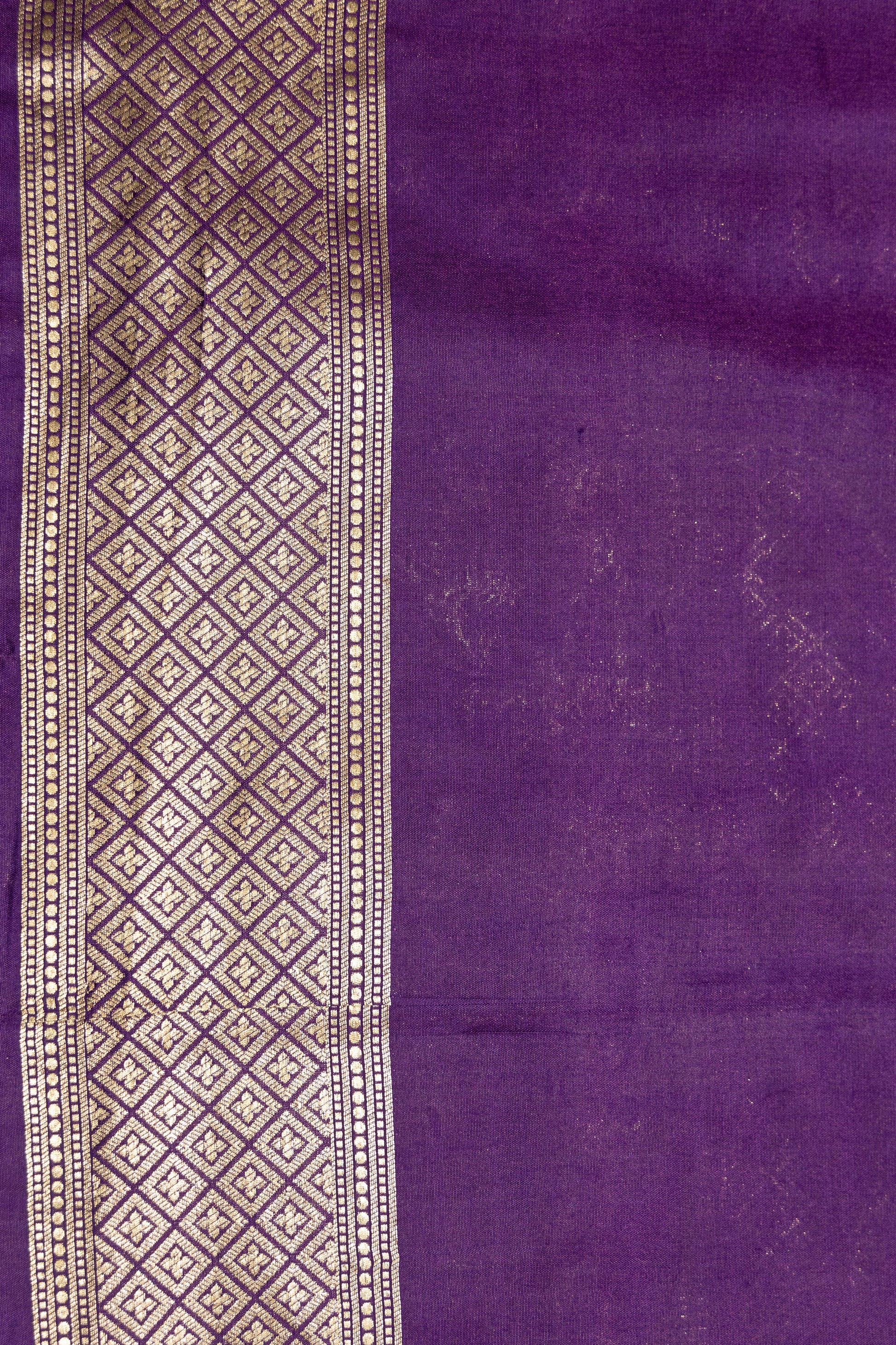 Purple Handwoven Brocade Katan Silk Saree - Panaya