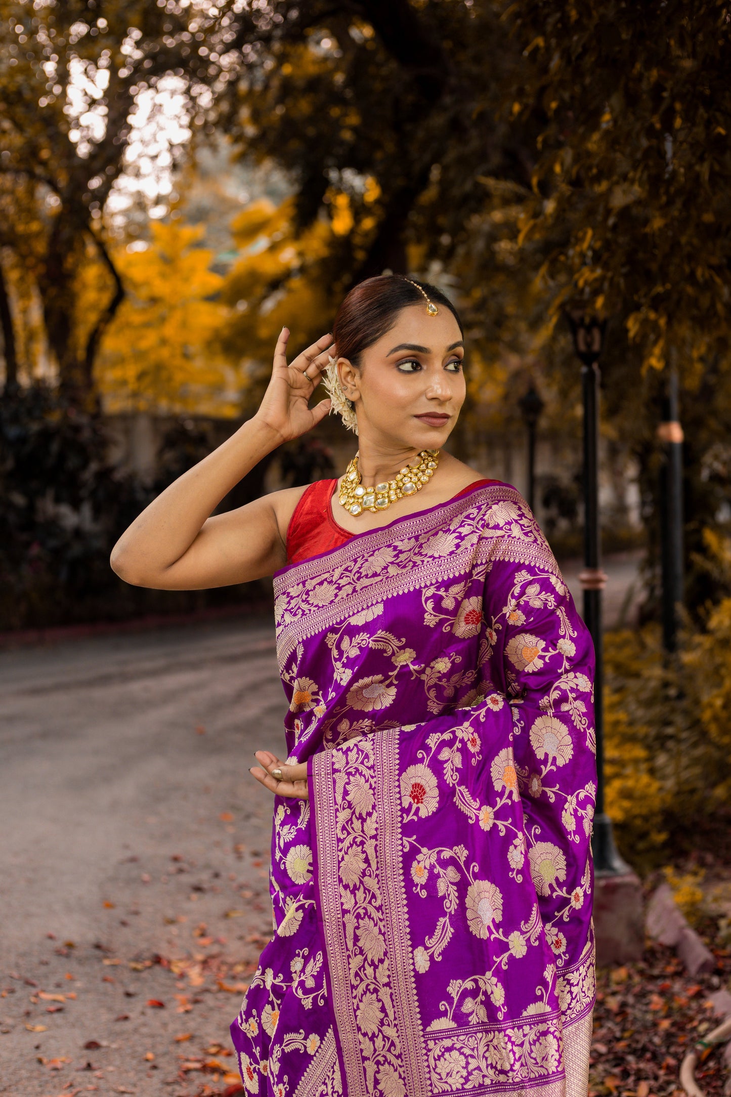 Purple Saree Katan Silk Handwoven - Panaya