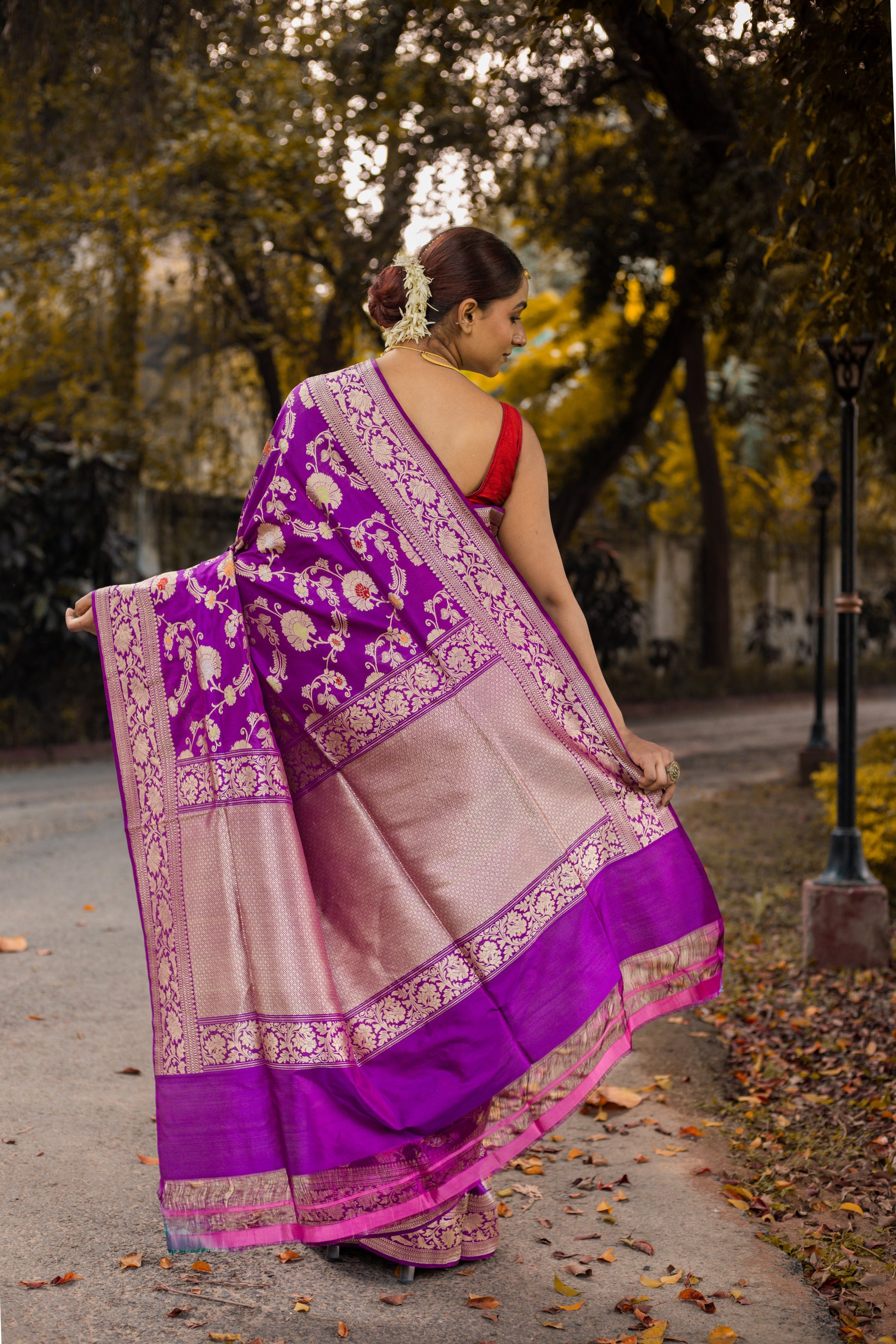 Purple Saree Katan Silk Handwoven - Panaya