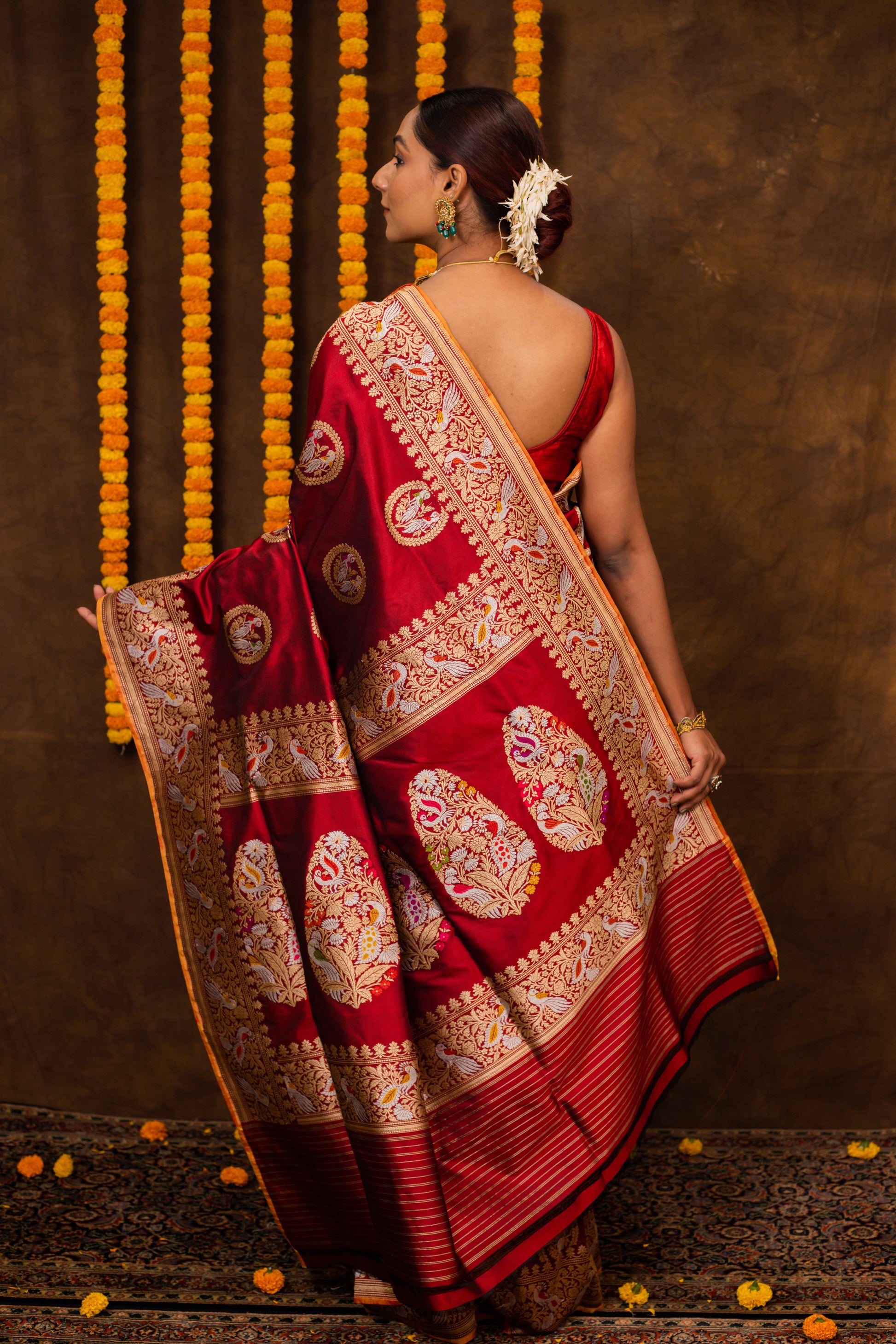 Maroon Saree Katan Silk Handwoven - Panaya