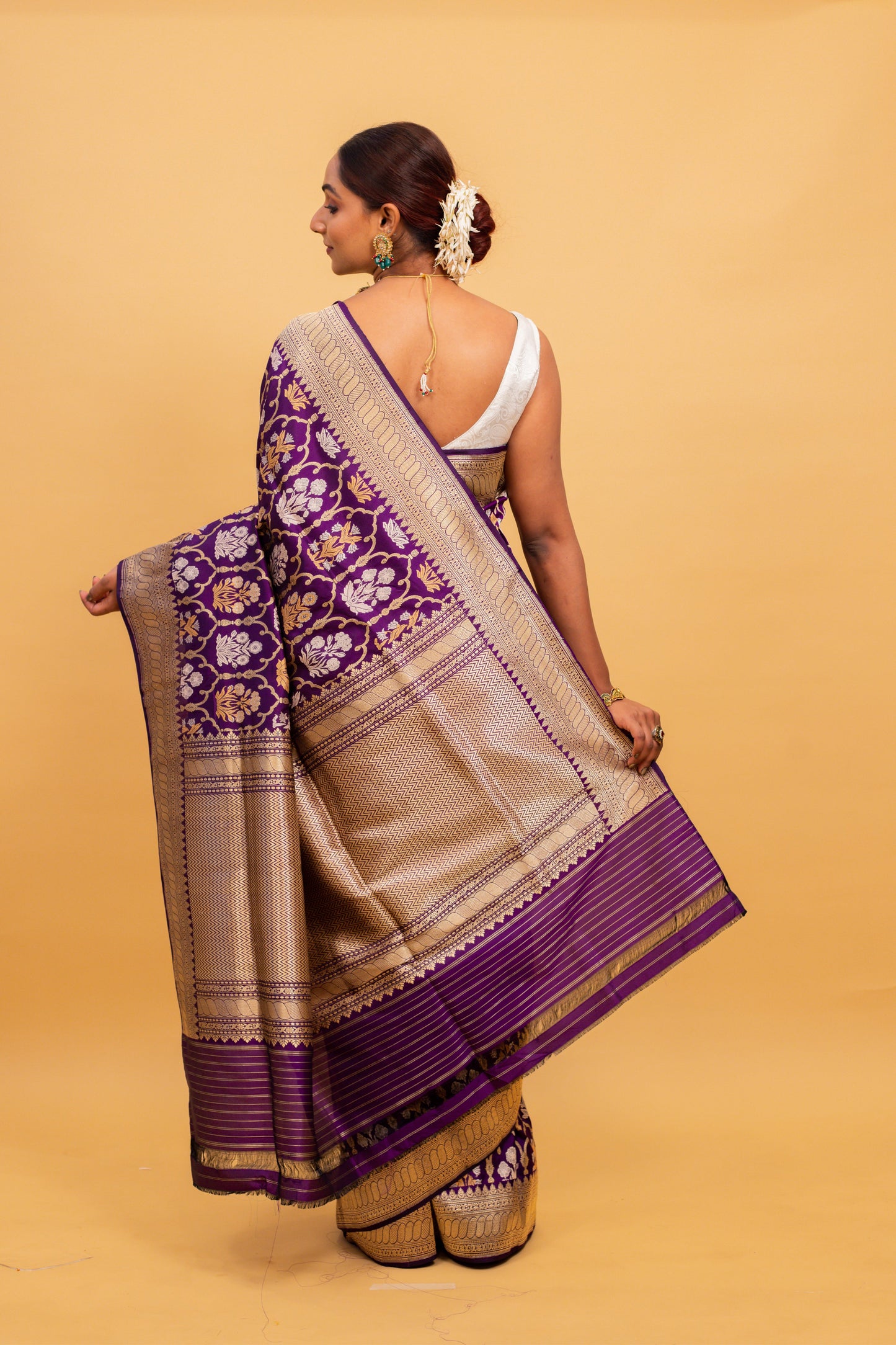 Purple Saree Katan Silk Handwoven - Panaya