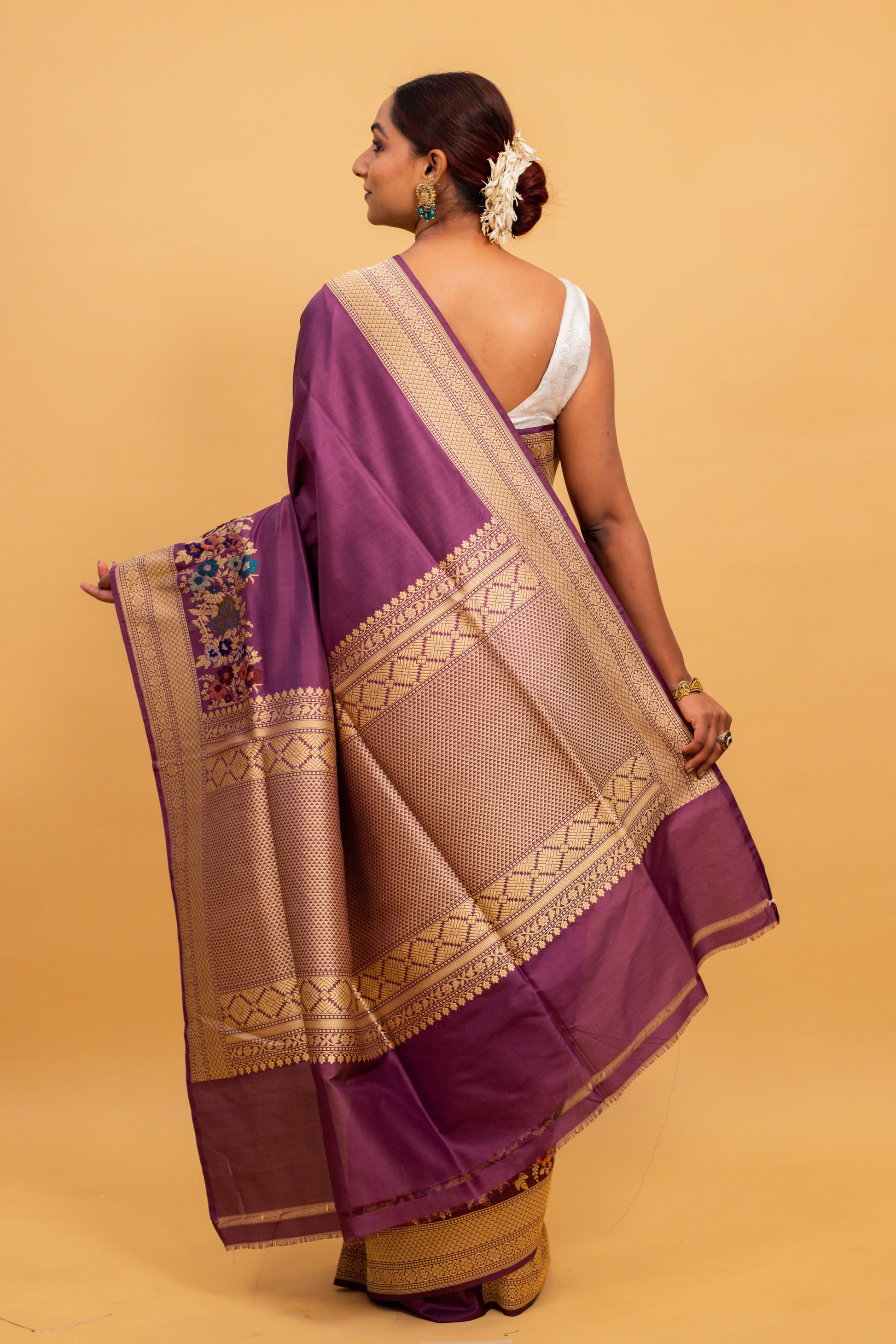 Magenta Saree Katan Silk Handwoven - Panaya