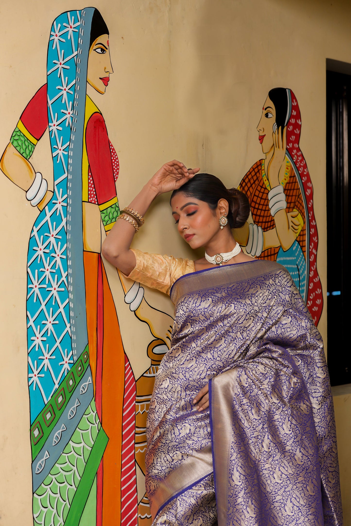 Royal Blue Katan Pure Silk Tanchoi Saree