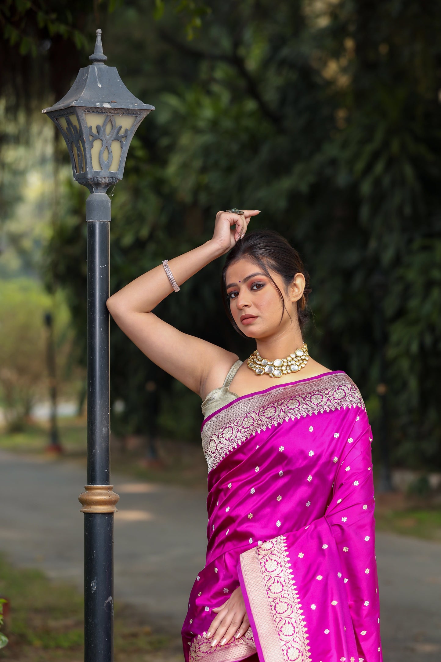 Magenta Katan Pure Silk Kadwa Saree - Panaya