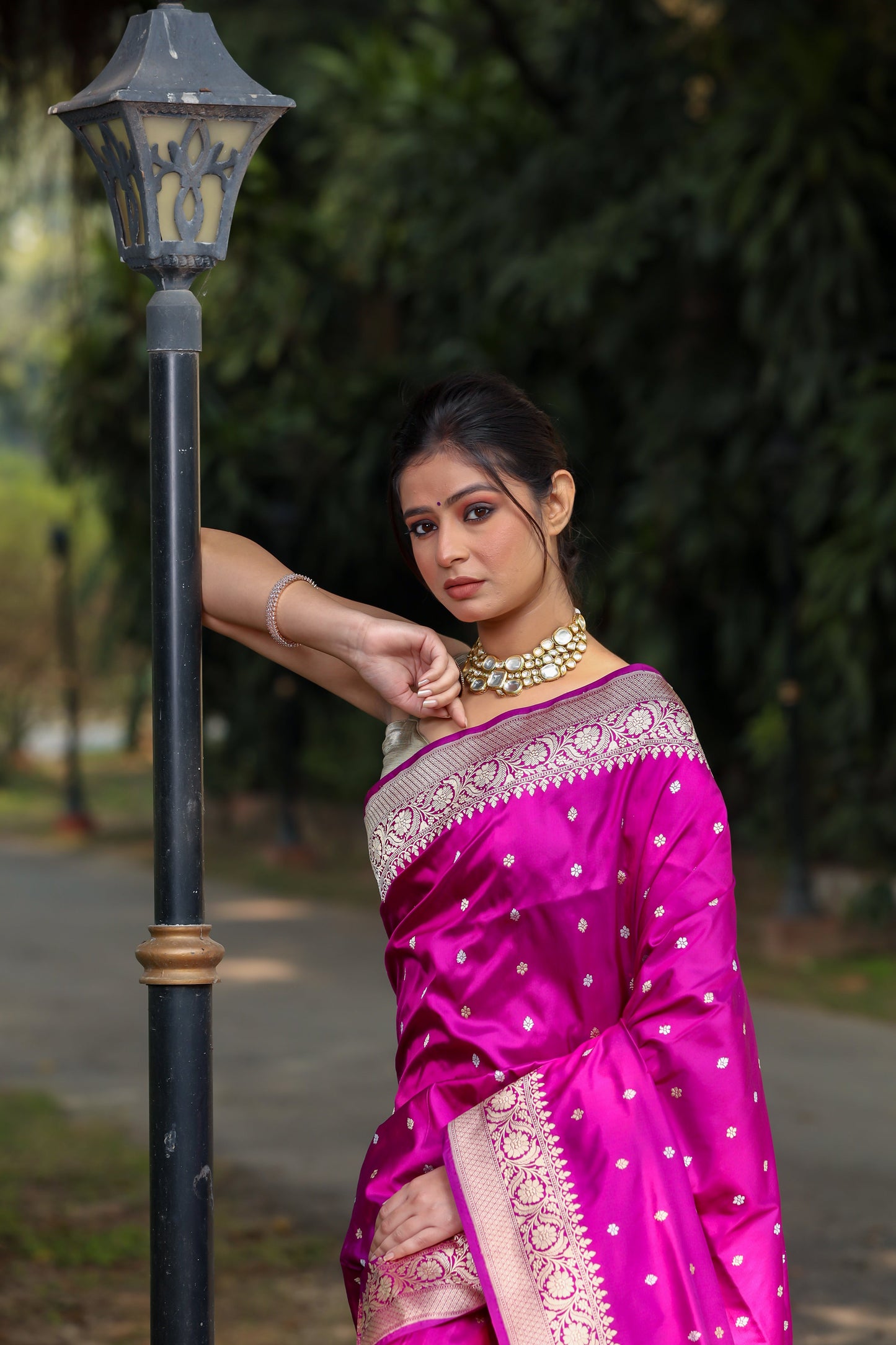 Magenta Katan Pure Silk Kadwa Saree - Panaya