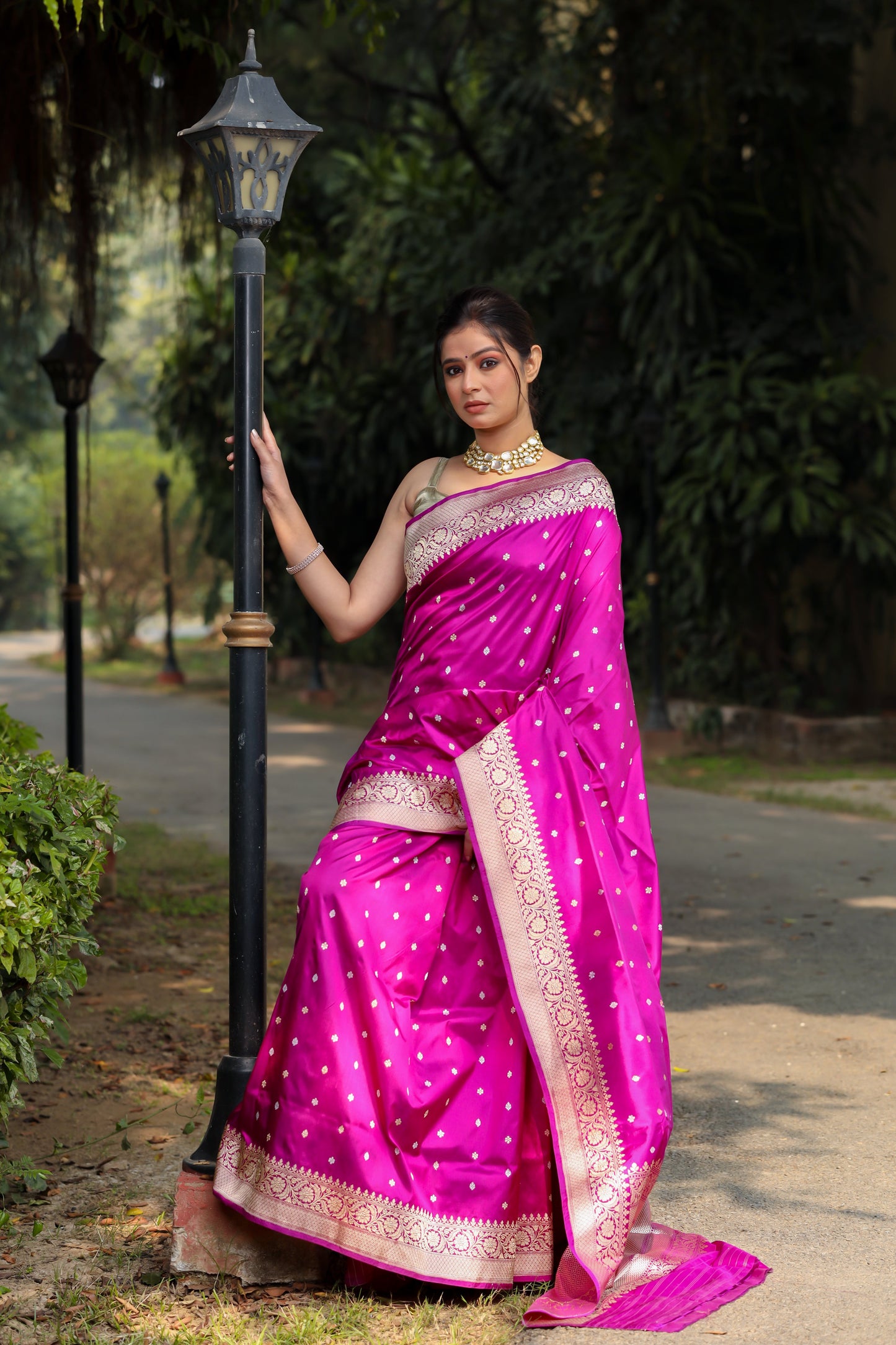 Magenta Katan Pure Silk Kadwa Saree - Panaya