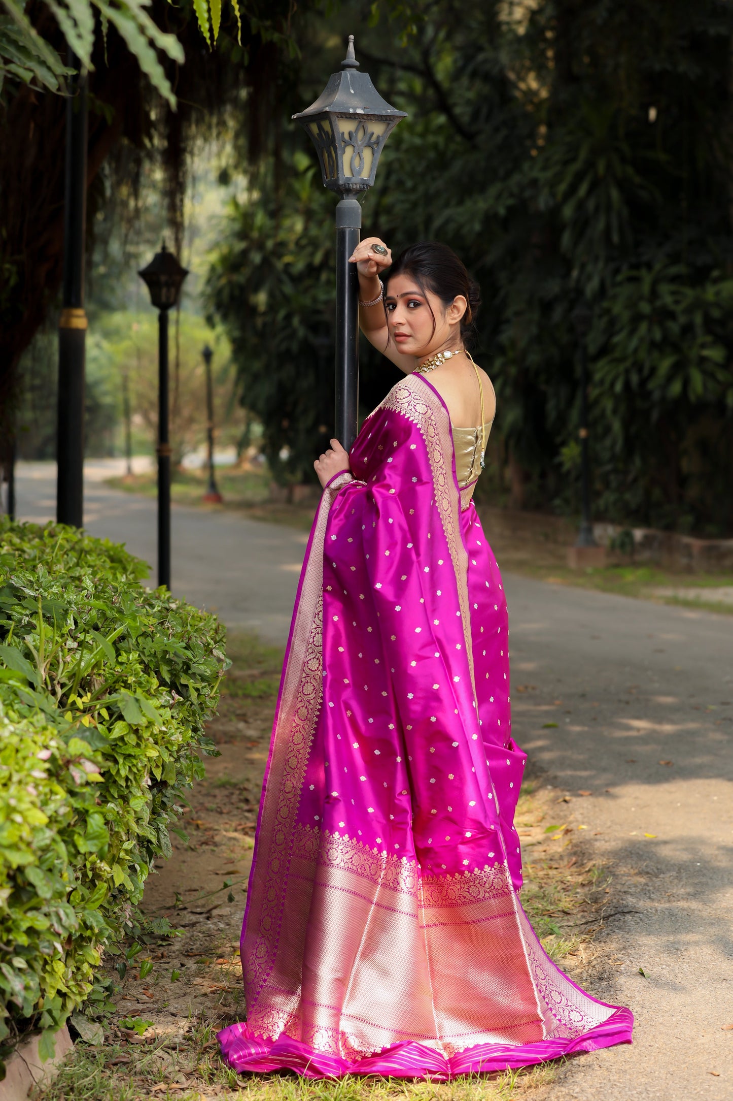 Magenta Katan Pure Silk Kadwa Saree - Panaya