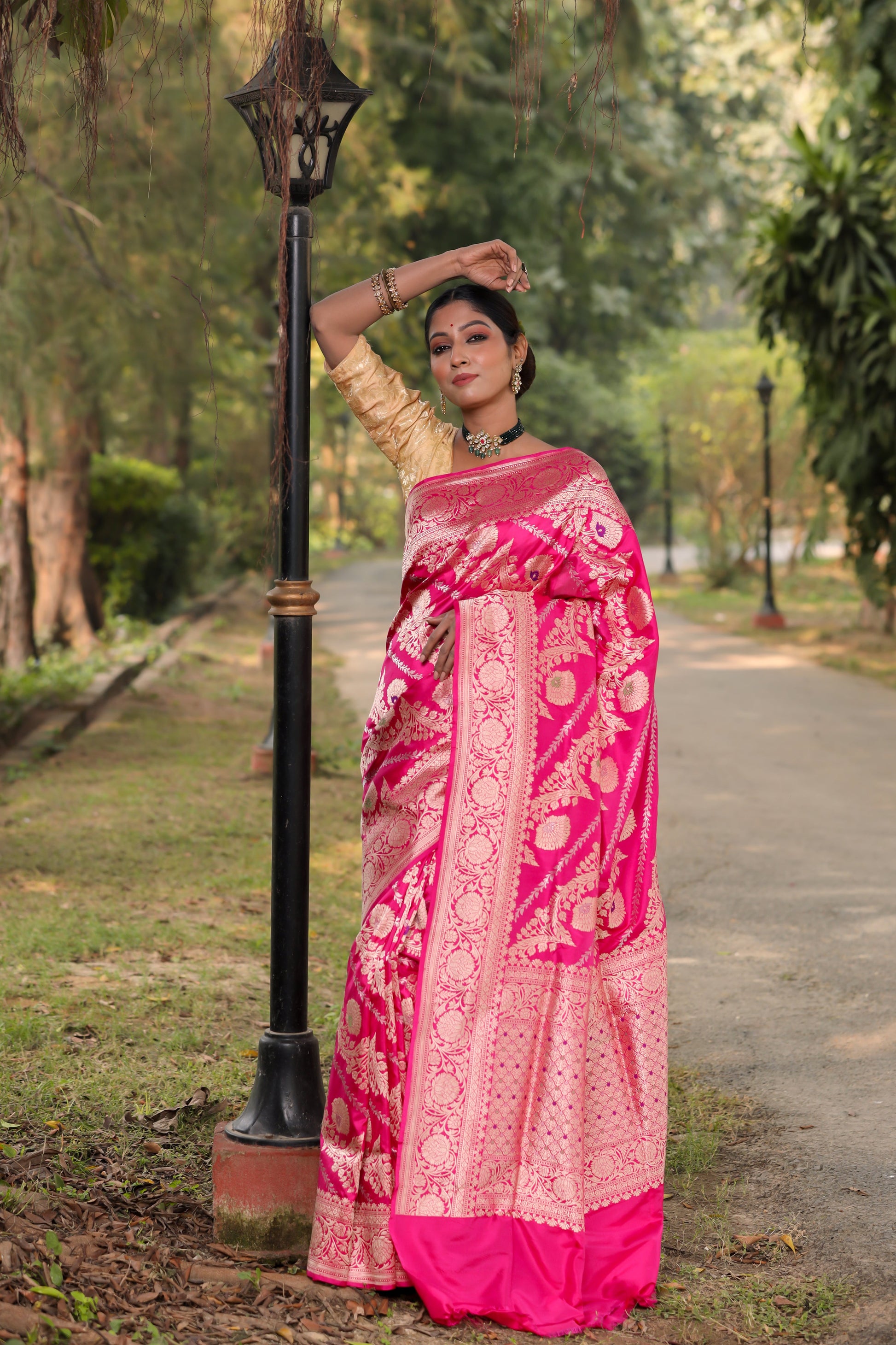 Pink Katan Pure Silk Kadwa Saree - Panaya