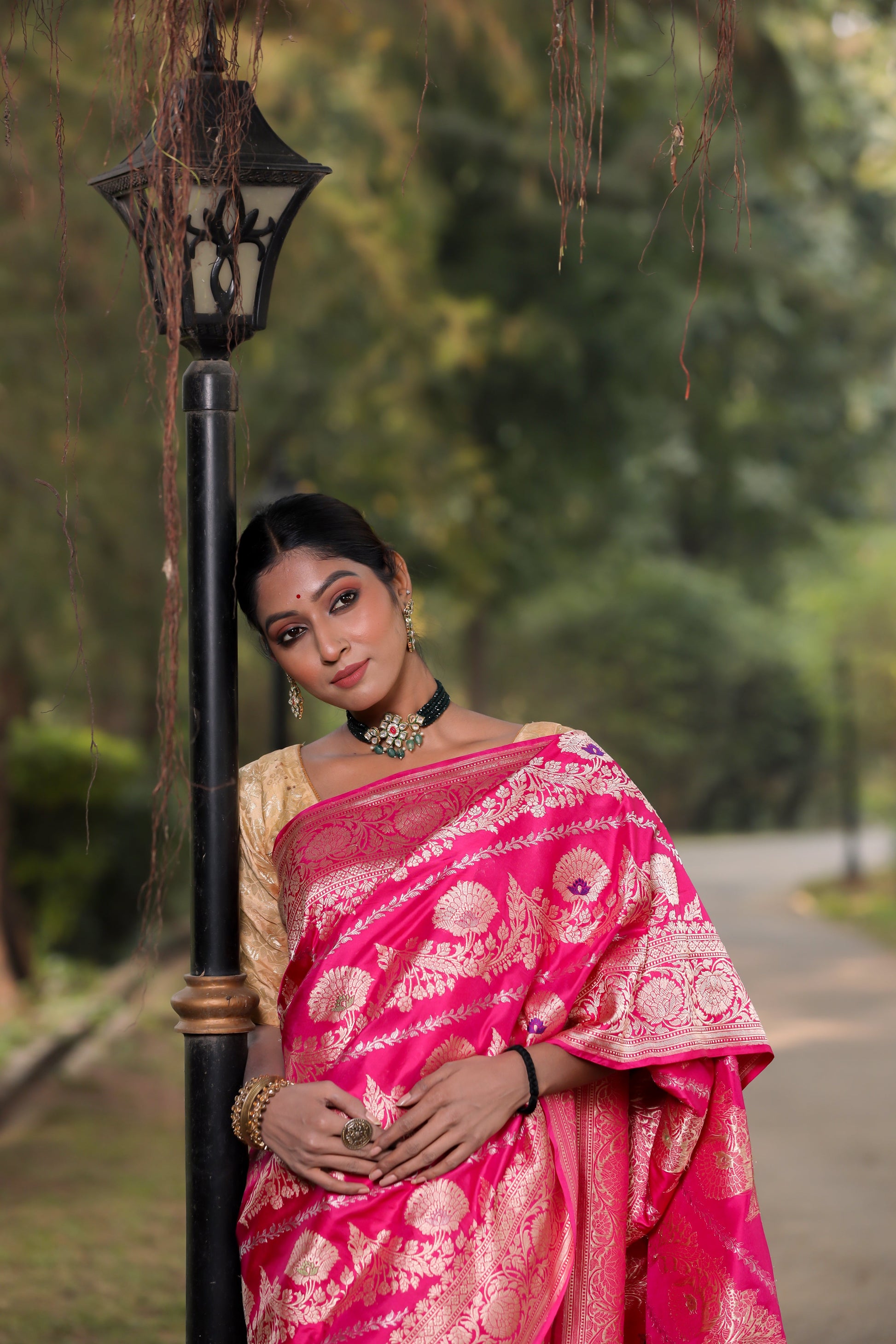 Pink Katan Pure Silk Kadwa Saree - Panaya