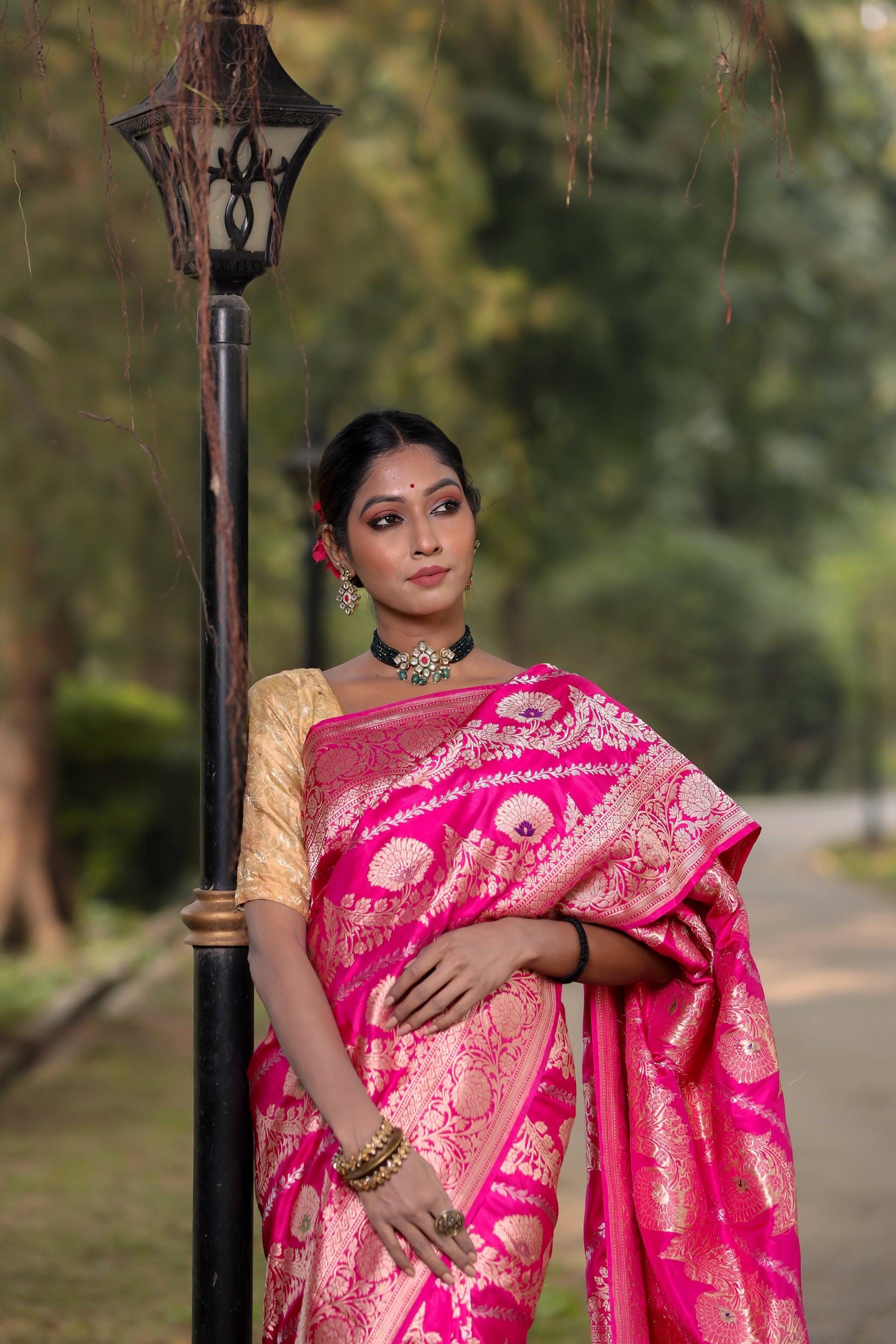 Pink Katan Pure Silk Kadwa Saree - Panaya