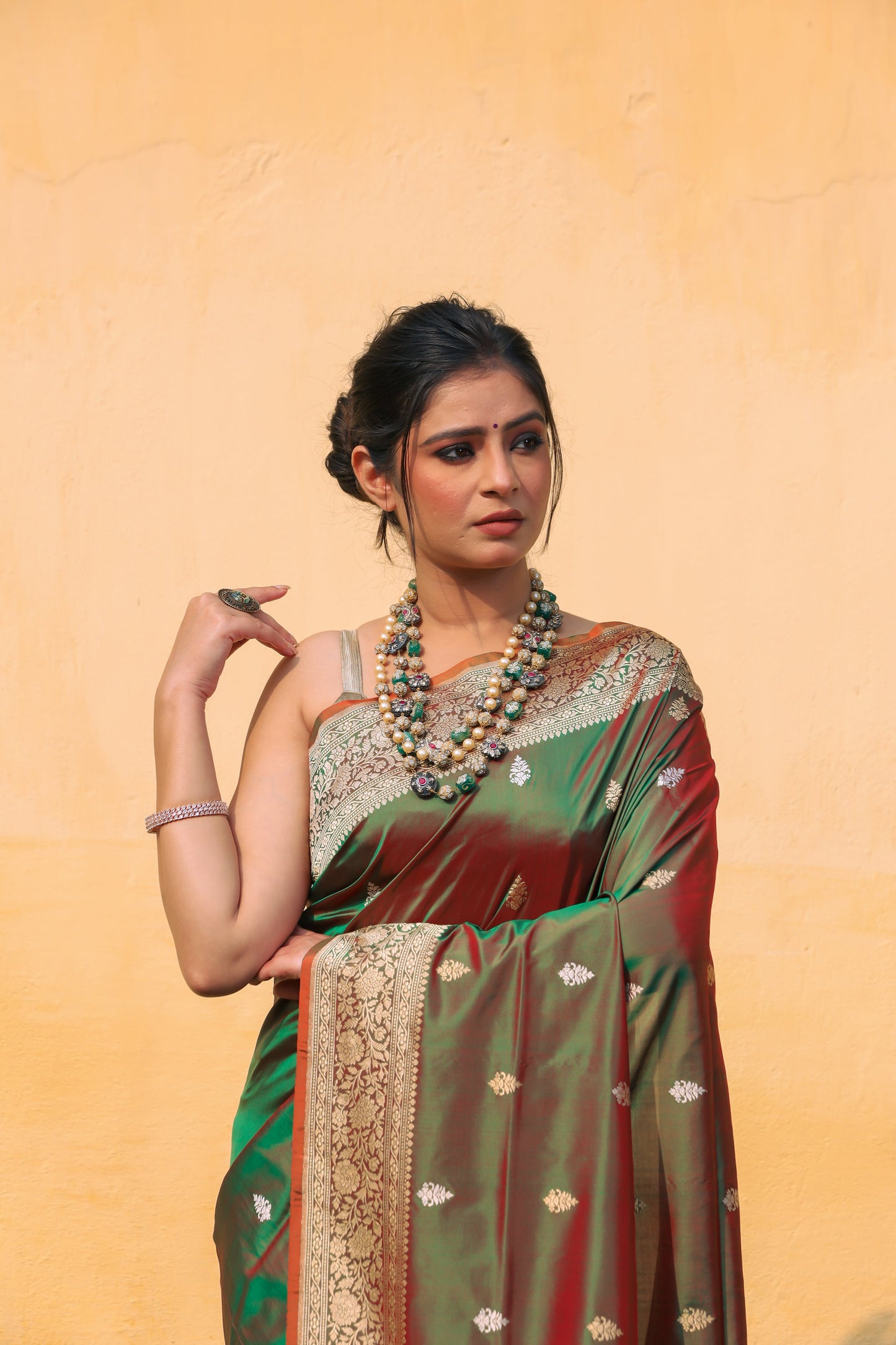 Green Katan Pure Silk Kadwa Saree - Panaya