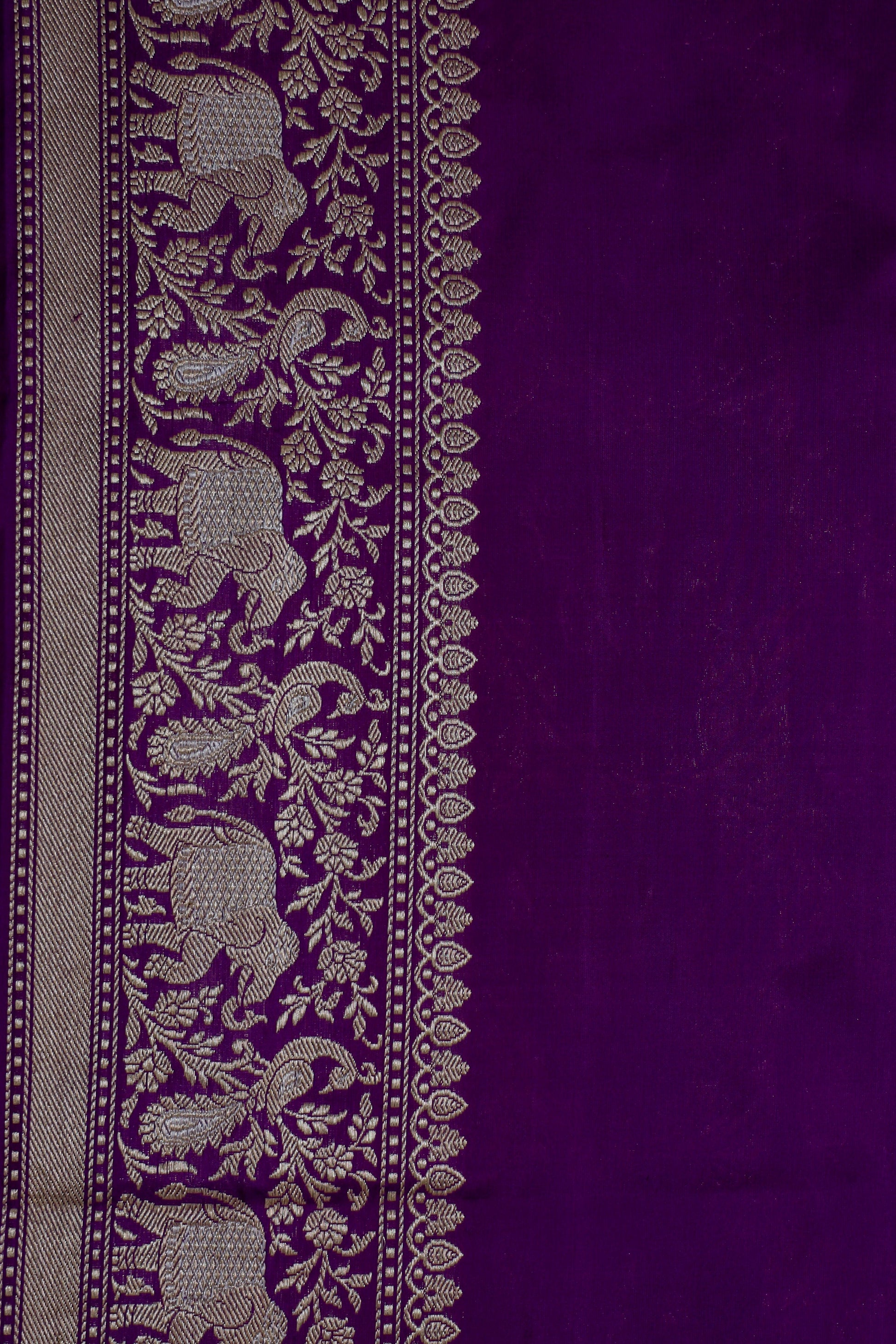 Purple Katan Pure Silk Kadwa Saree - Panaya