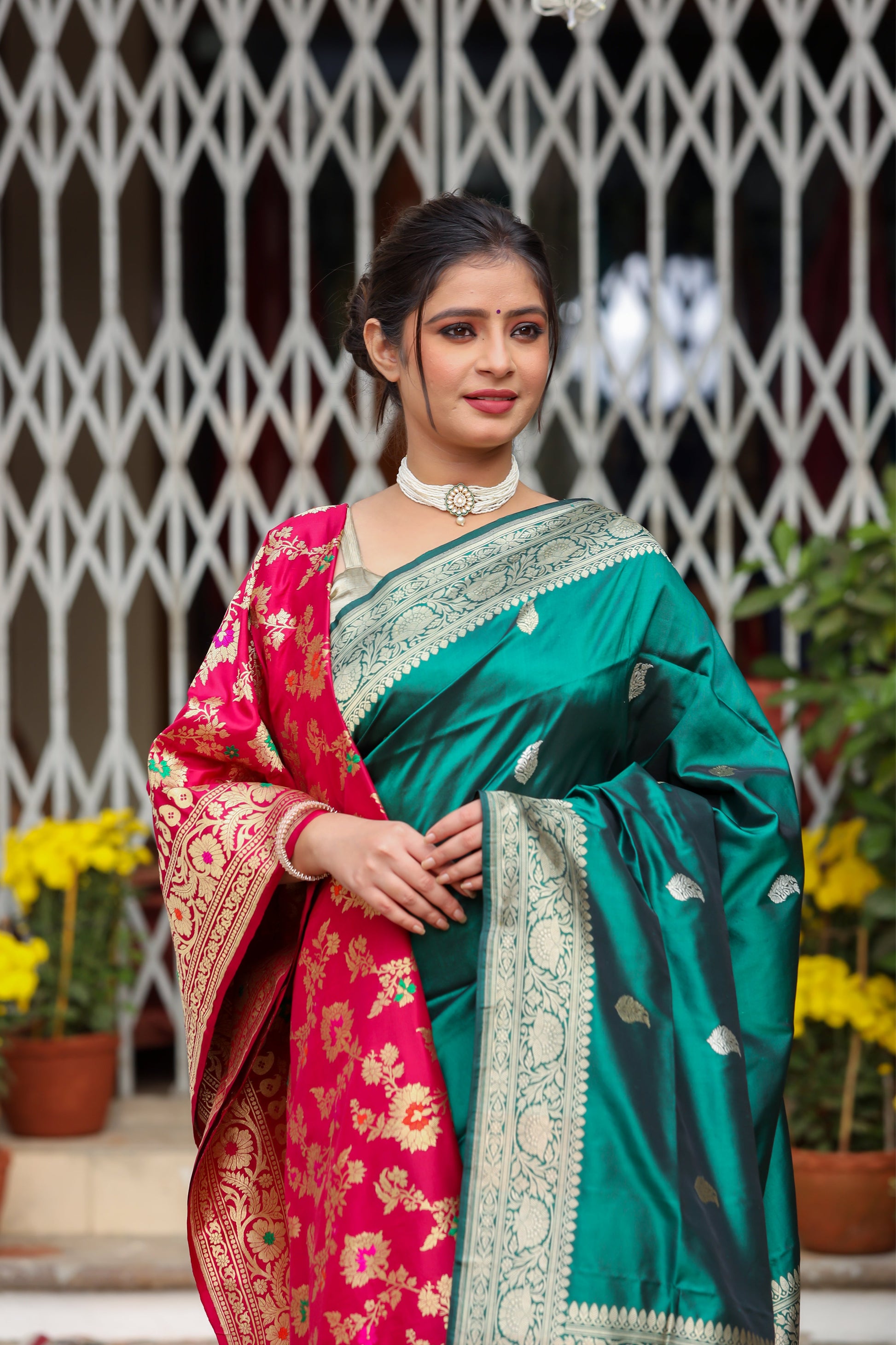 Green Katan Pure Silk Kadwa Saree - Panaya