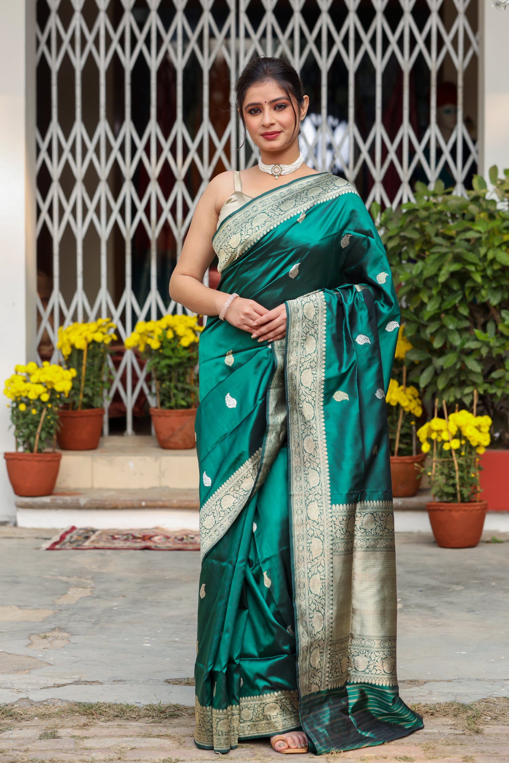 Green Katan Pure Silk Kadwa Saree - Panaya