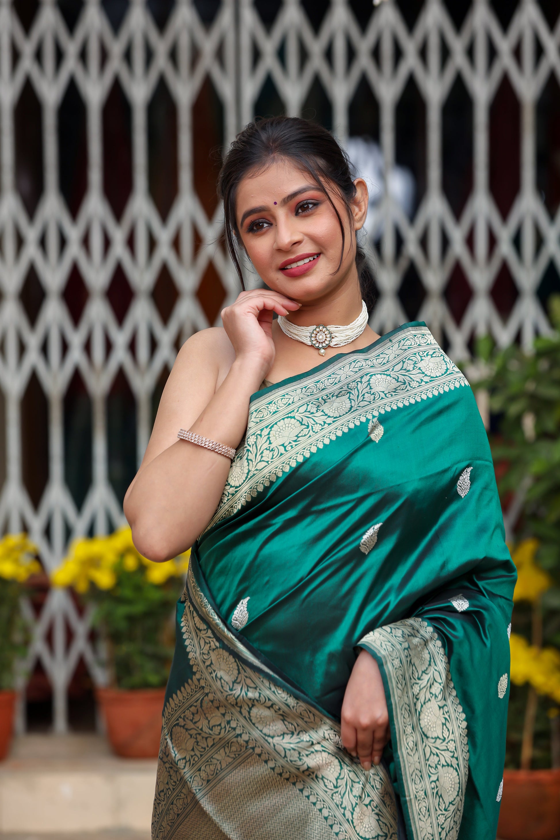 Green Katan Pure Silk Kadwa Saree - Panaya