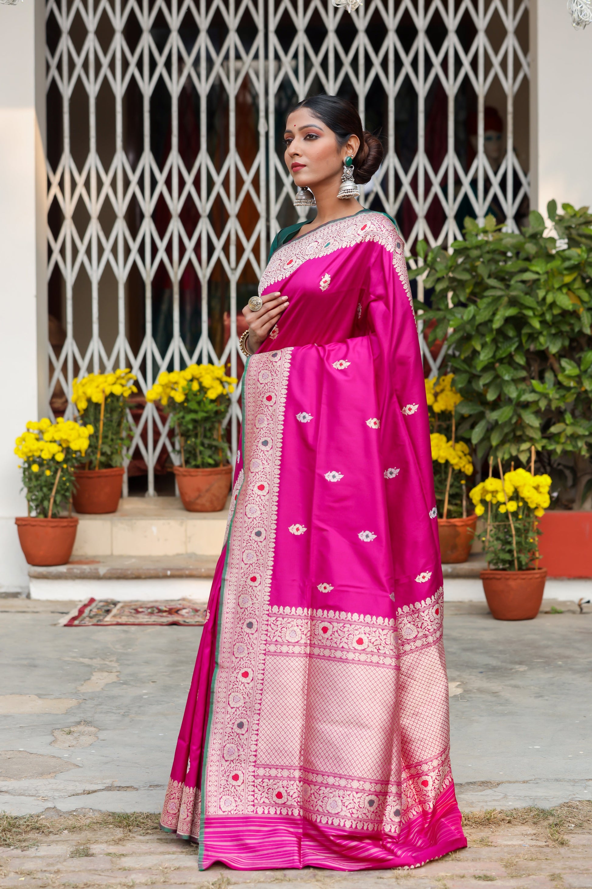 Magenta Katan Pure Silk Kadwa Saree - Panaya