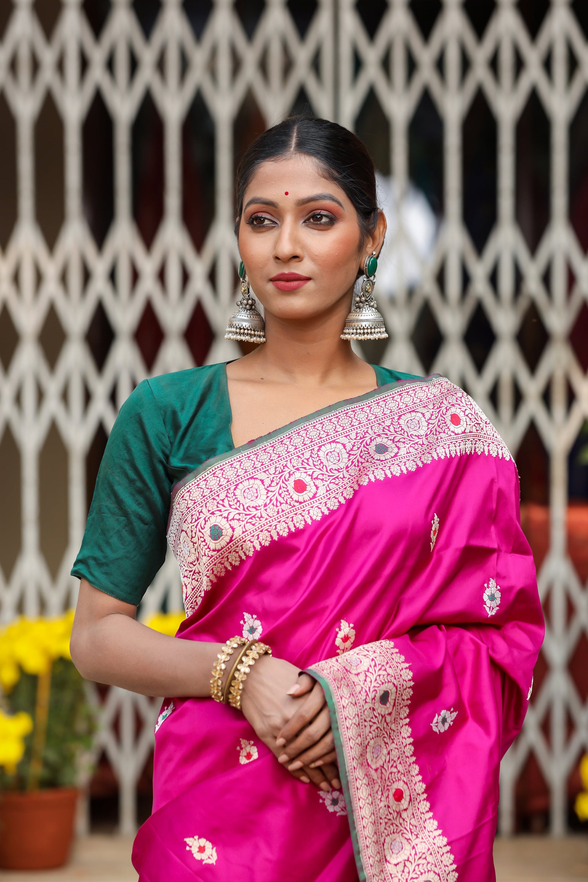 Magenta Katan Pure Silk Kadwa Saree - Panaya