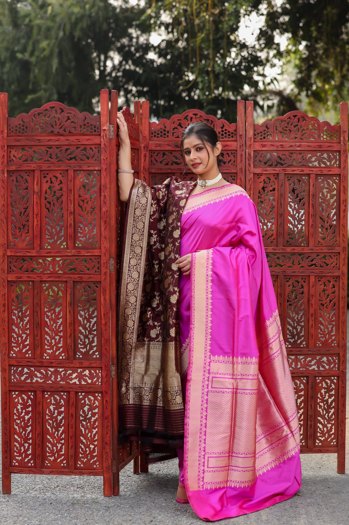 Rani Pink Katan Pure Silk Kadwa Saree - Panaya