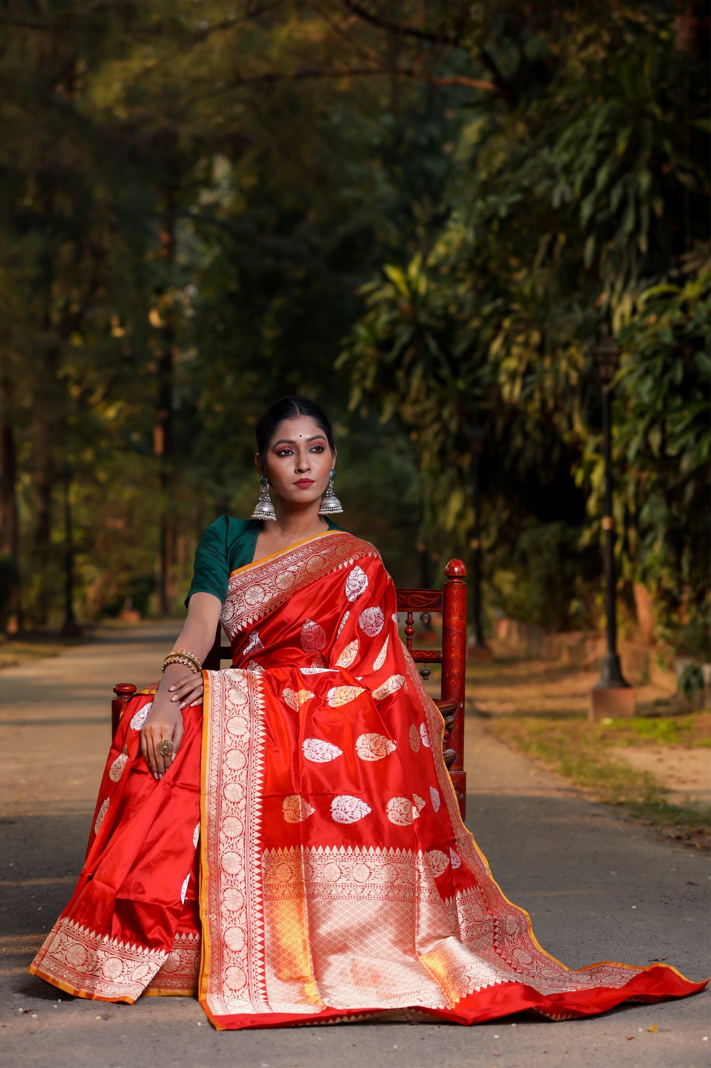 Rust Katan Pure Silk Kadwa Saree - Panaya