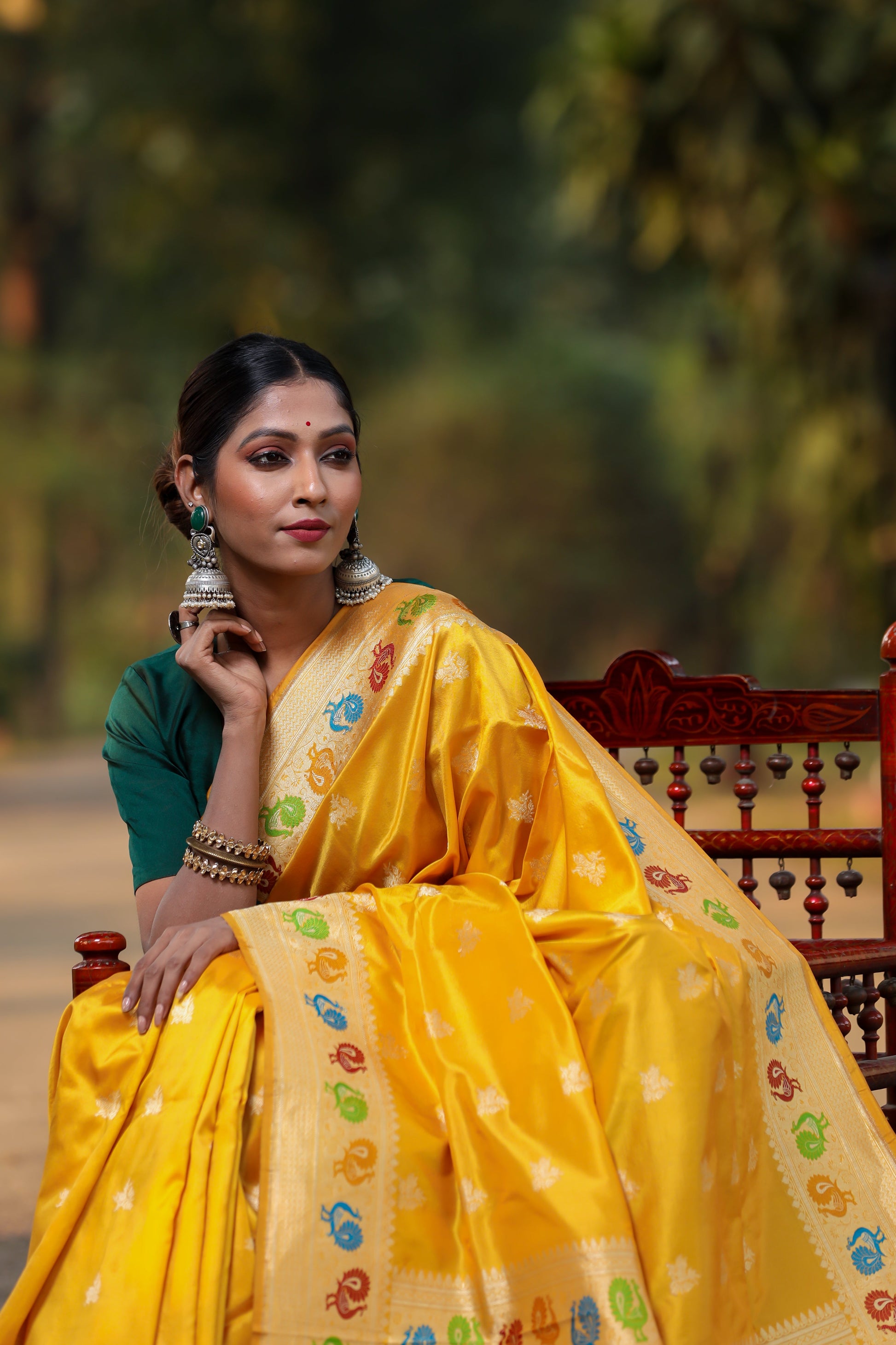 Mustard Katan Pure Silk Kadwa Saree - Panaya