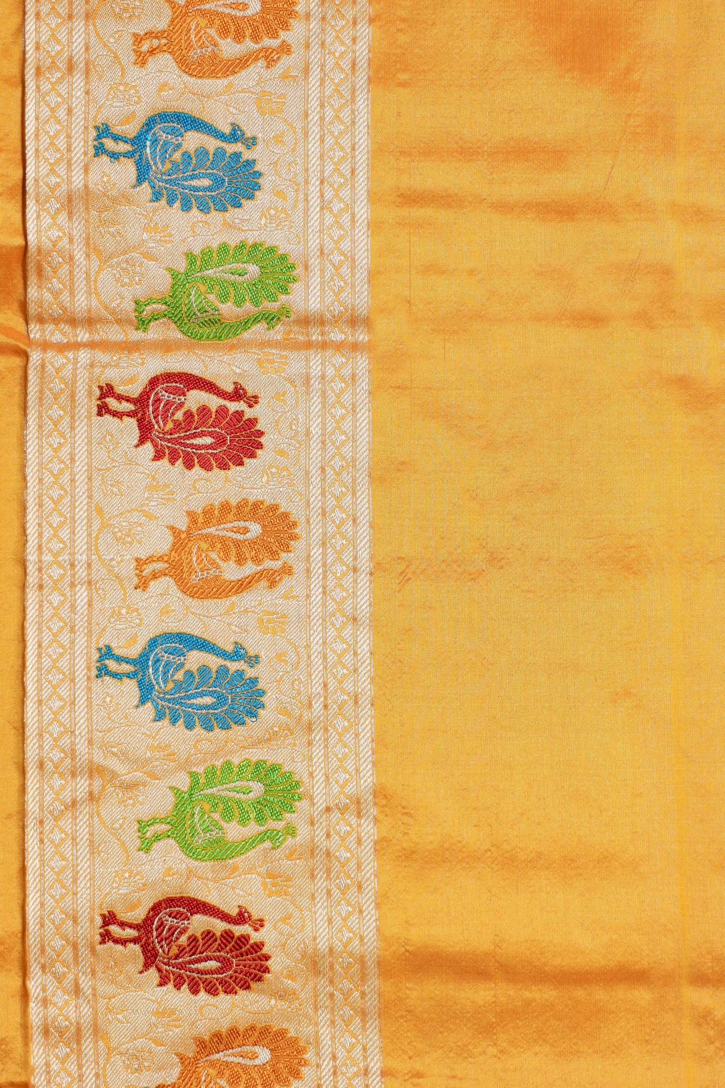 Mustard Katan Pure Silk Kadwa Saree