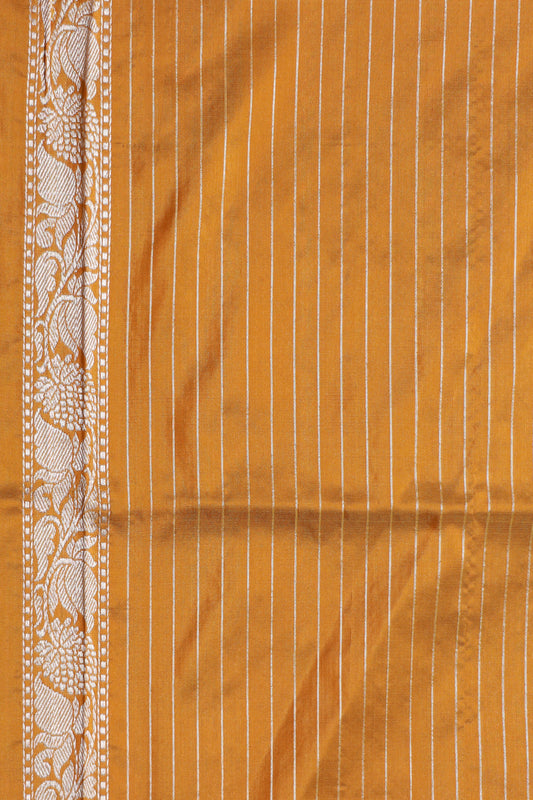 Mustard Katan Pure Silk Kadwa Saree - Panaya